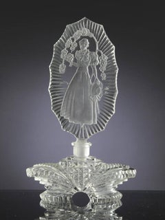 Czech Glass Perfume Bottle with Intaglio Stopper