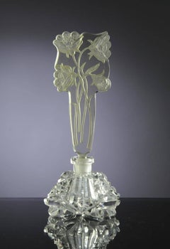 Czech Glass Perfume with Intaglio Flower Stopper