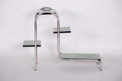 Czech Green Bauhaus Style Chrome Étagère by Robert Slezák, Lacquered Wood, 1930s