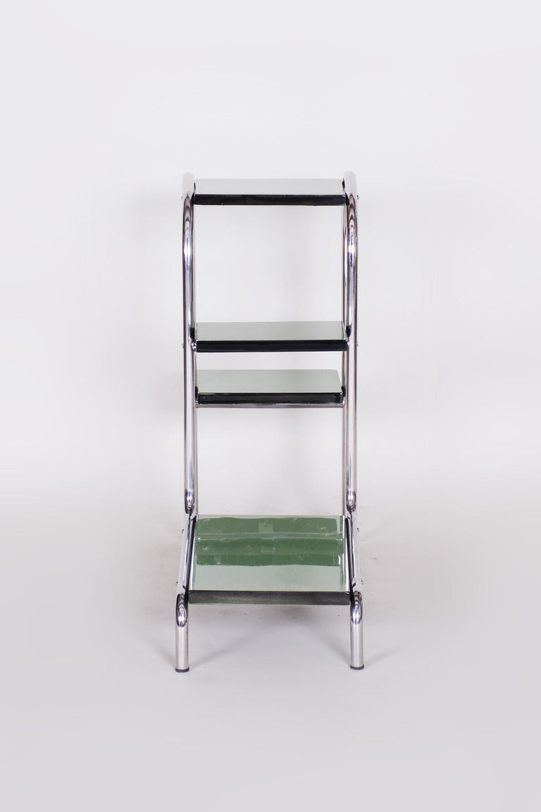 Czech Green Bauhaus Style Chrome Étagère by Robert Slezák, Lacquered