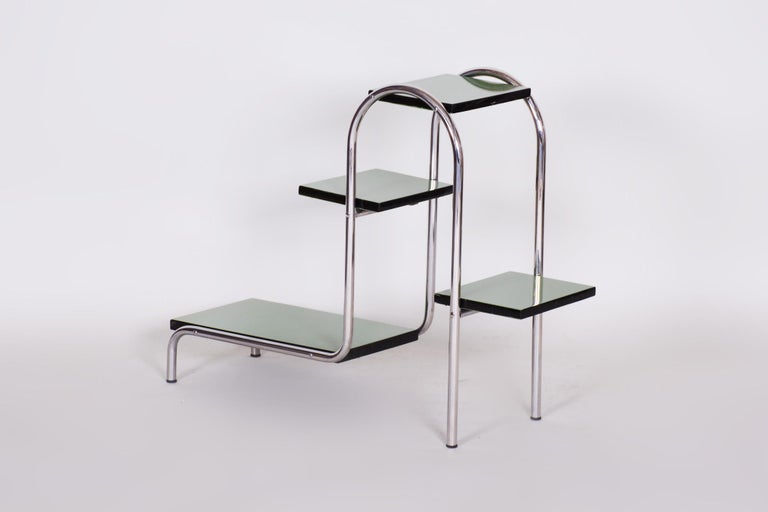 Czech Green Bauhaus Style Chrome Étagère by Robert Slezák, Lacquered