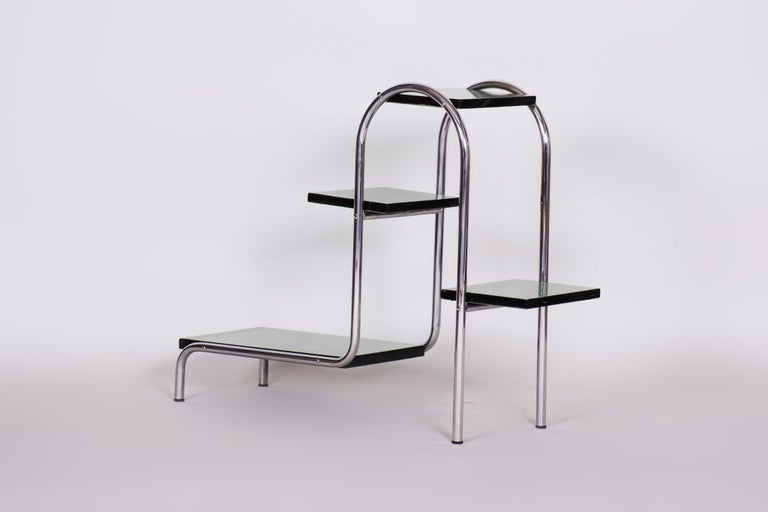 Czech Green Bauhaus Style Chrome Étagère by Robert Slezák, Lacquered