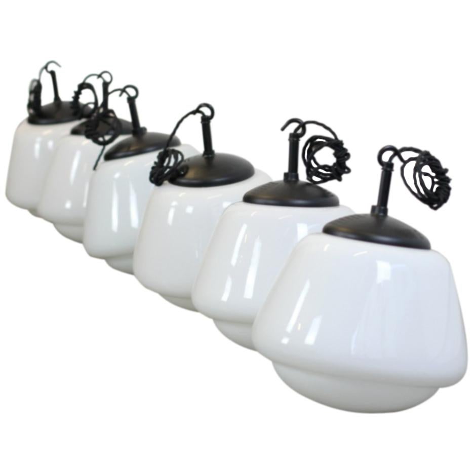 Czech Half Teardrop Opaline Lights, circa 1940s