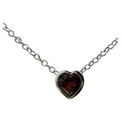Czech Heart garnet pendant 14kt gold necklace