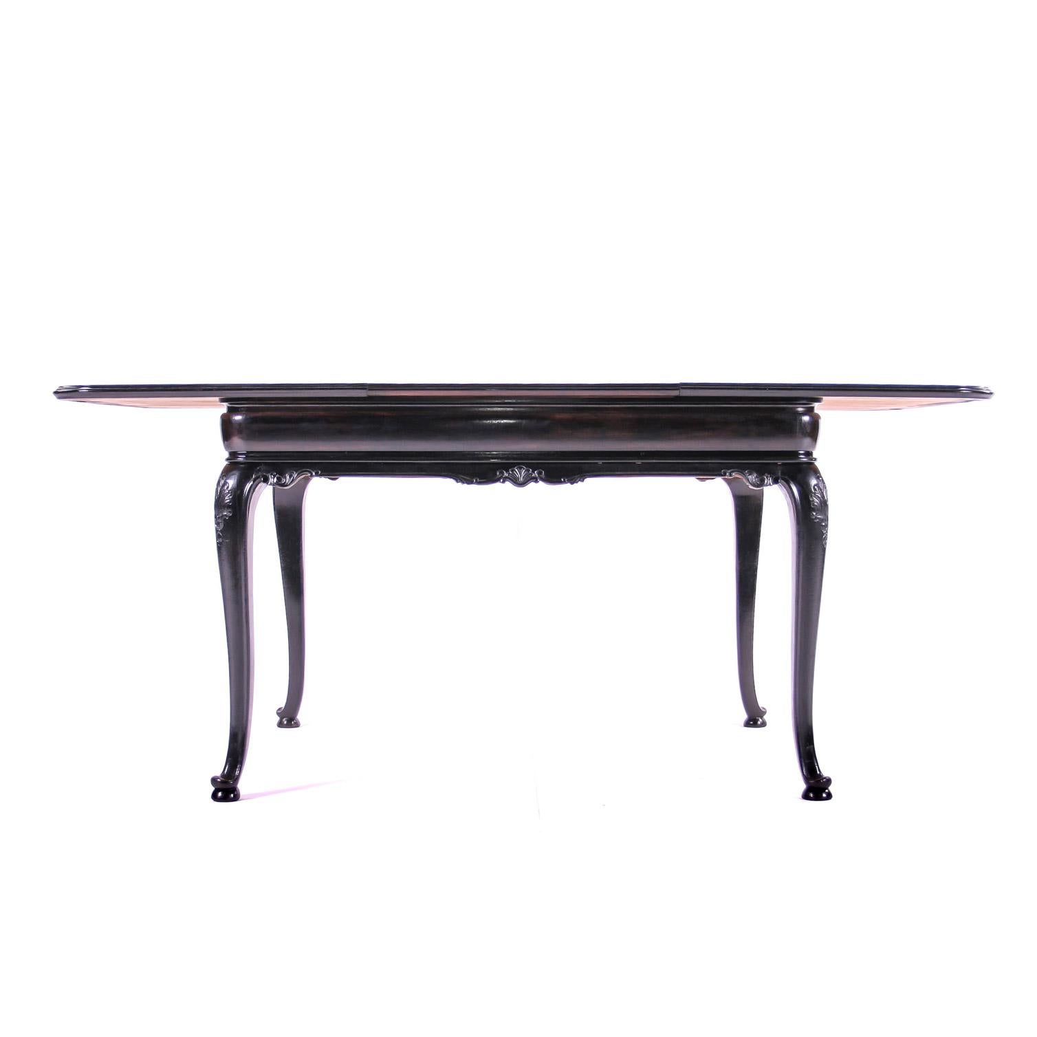 Czech Historism Design Black Dinning Room Folding Table In Good Condition For Sale In Chocen, Czech Republic