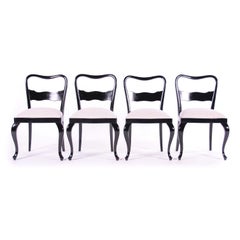 Czech Historism Design Black and White Dining Chairs