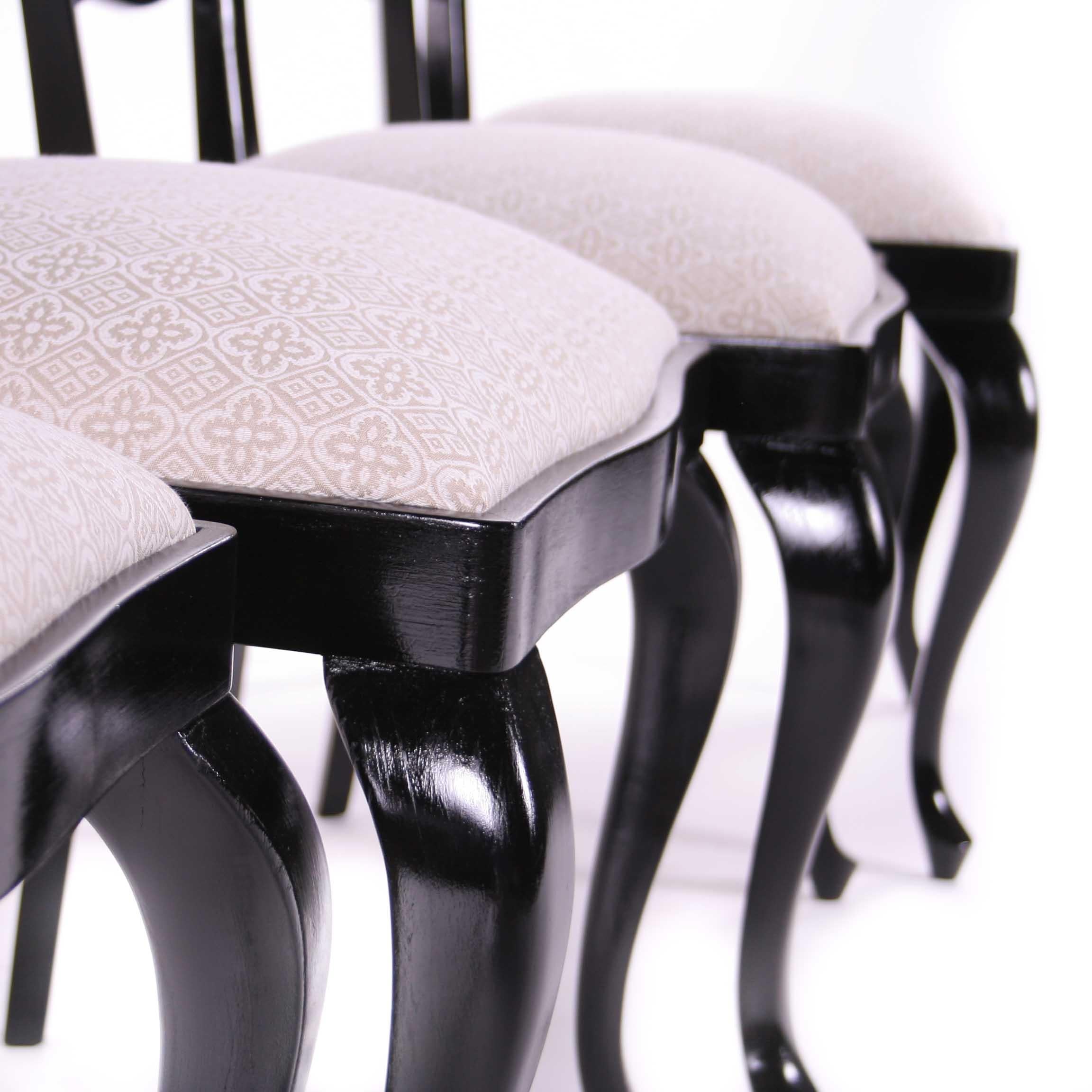 Other Czech Historism Design Black and White Dining Chairs For Sale