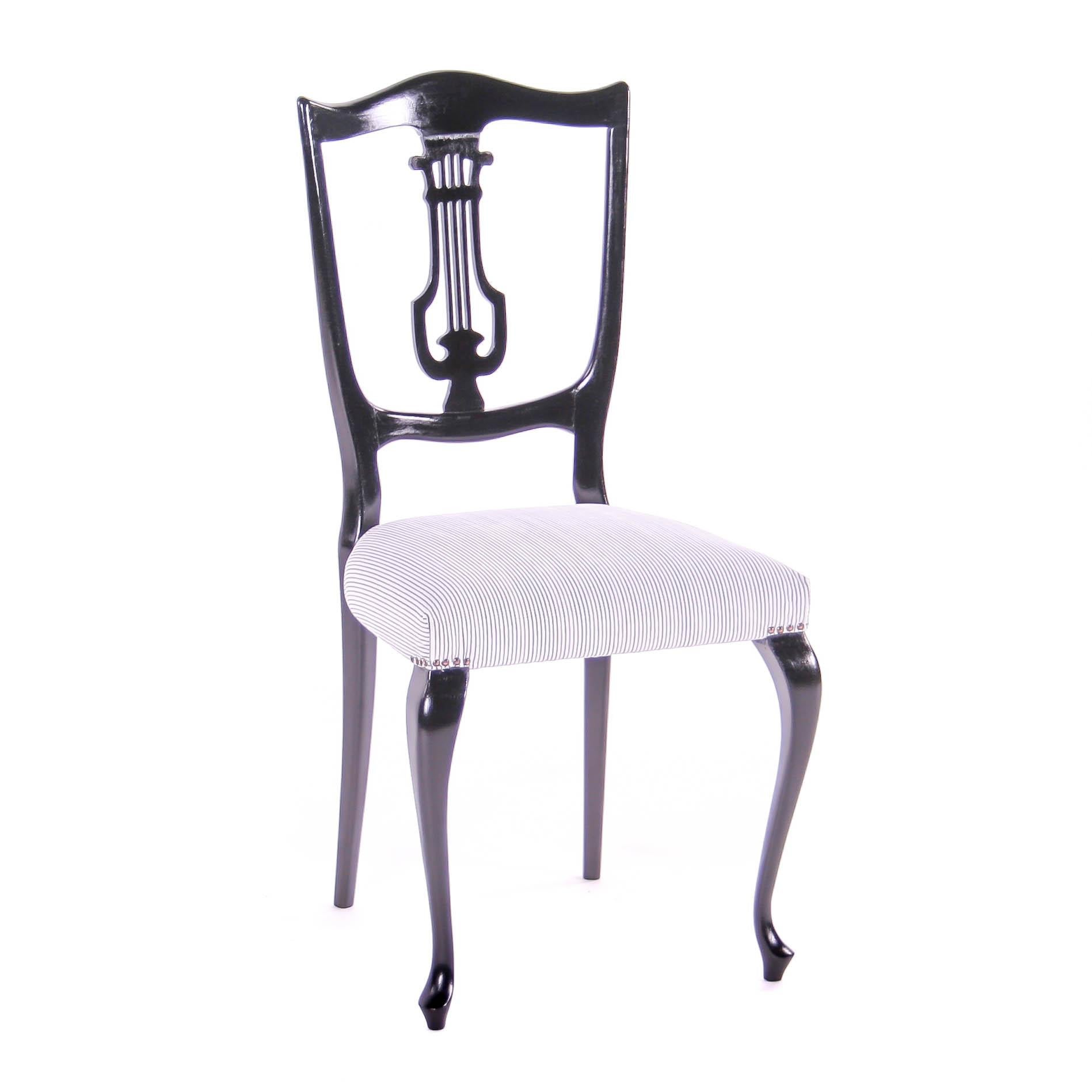 Czech Historism Design Black and White Dining Chairs In Good Condition For Sale In Chocen, Czech Republic