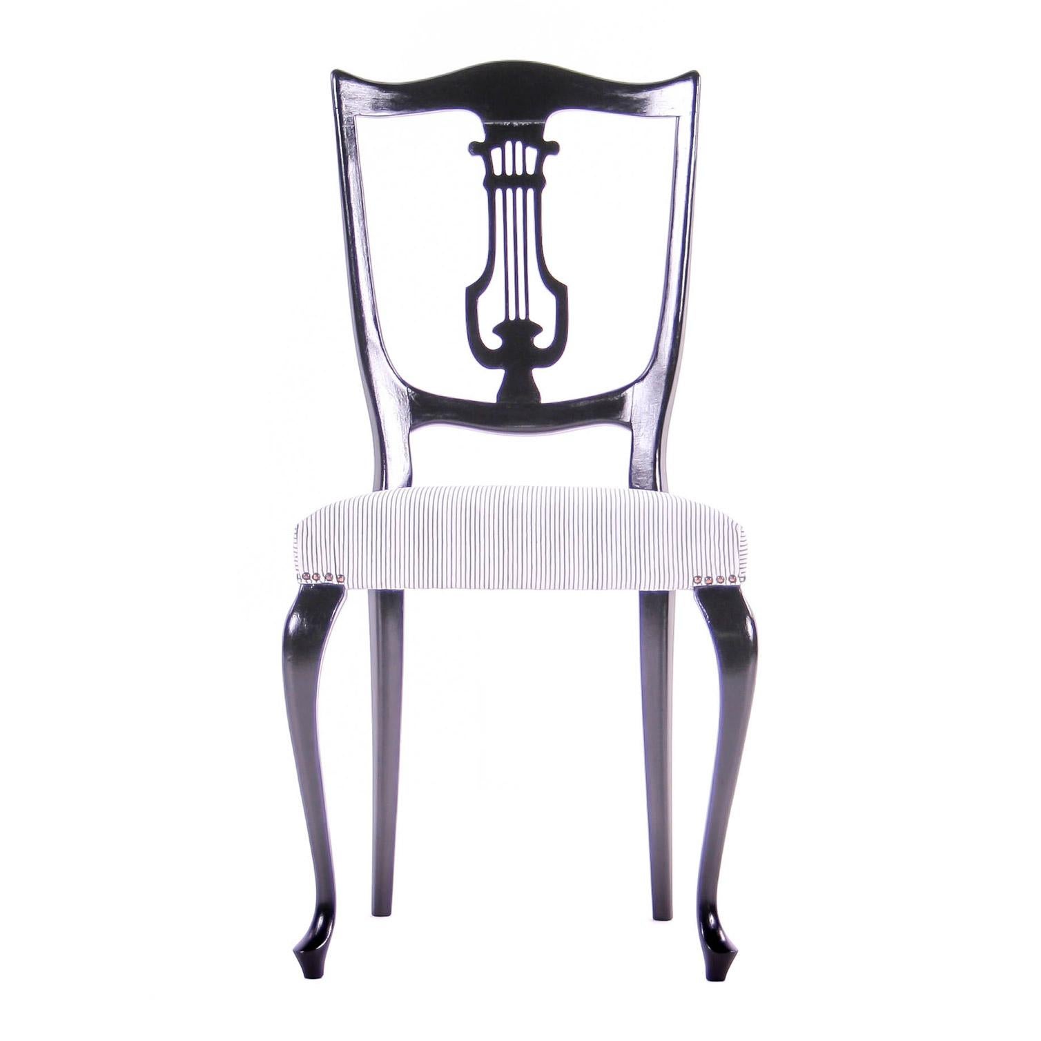 Mid-20th Century Czech Historism Design Black and White Dining Chairs For Sale