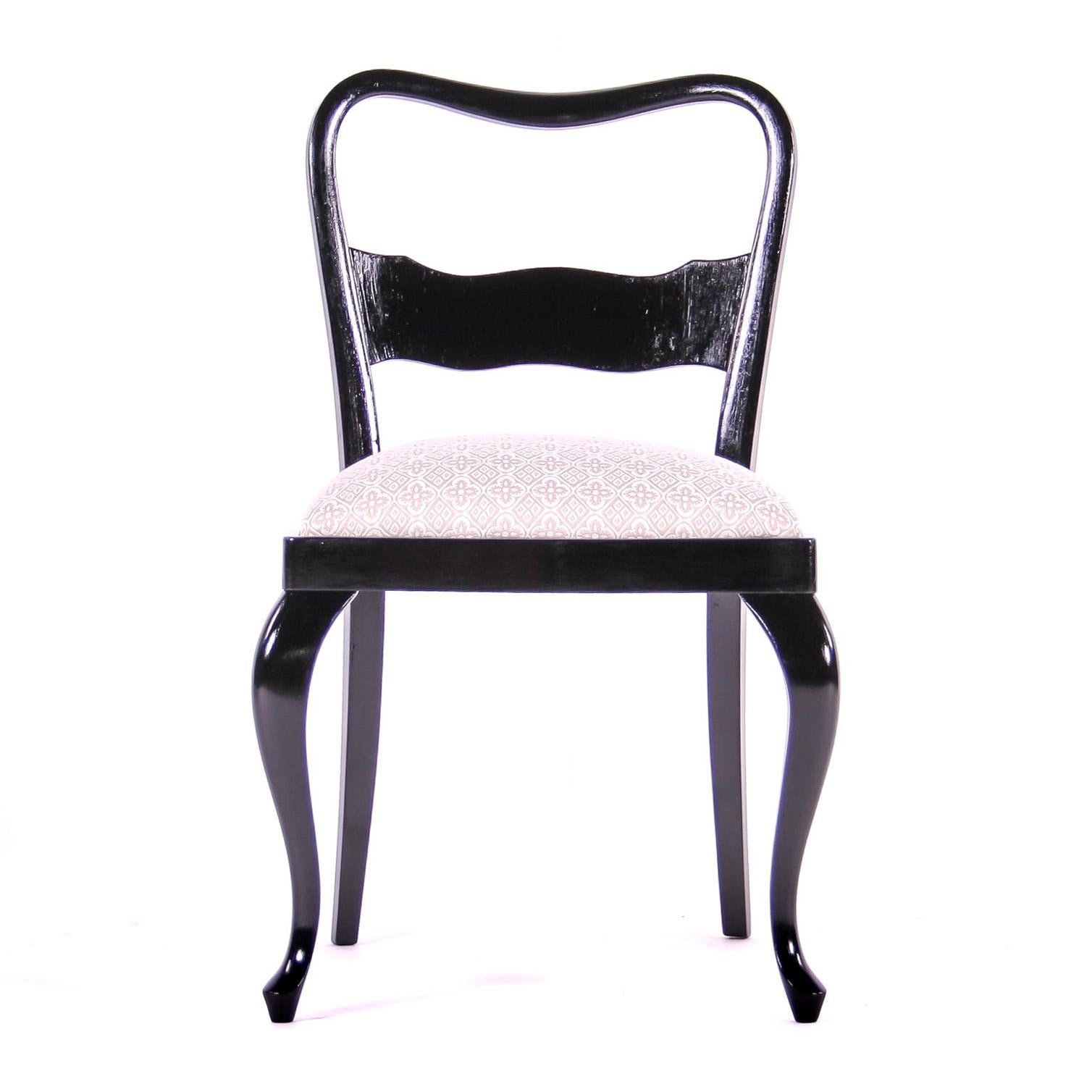 Early 20th Century Czech Historism Design Black and White Dining Chairs For Sale