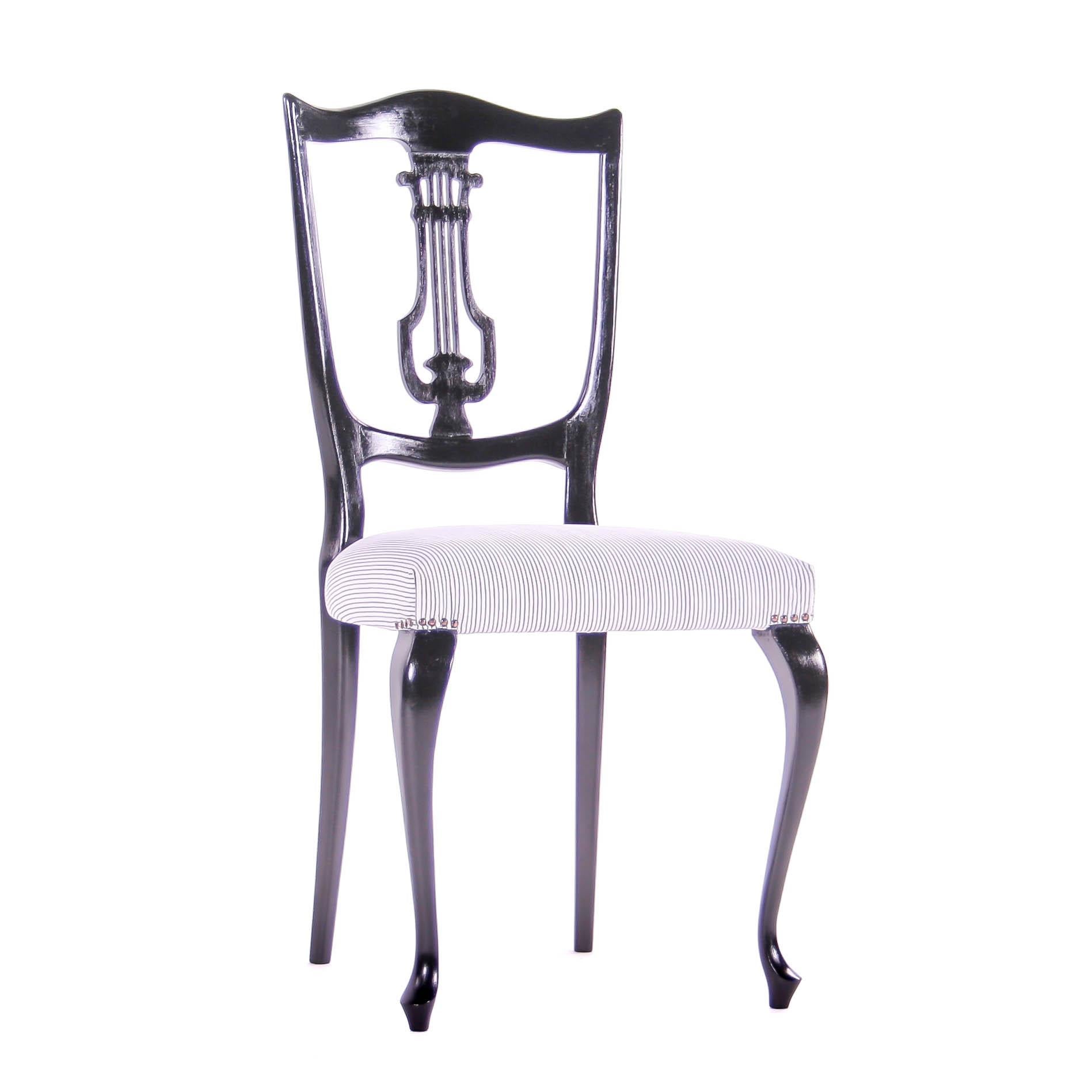 Upholstery Czech Historism Design Black and White Dining Chairs For Sale
