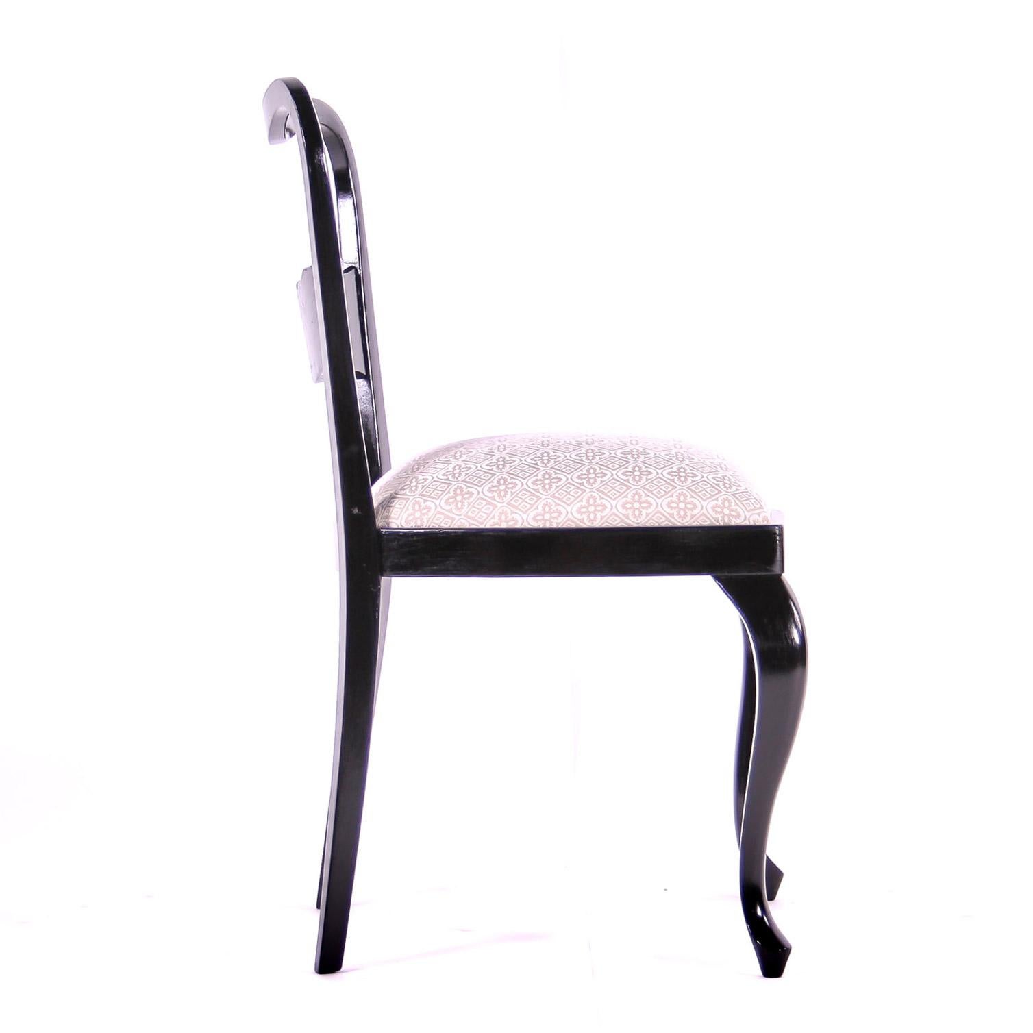 Upholstery Czech Historism Design Black and White Dining Chairs For Sale