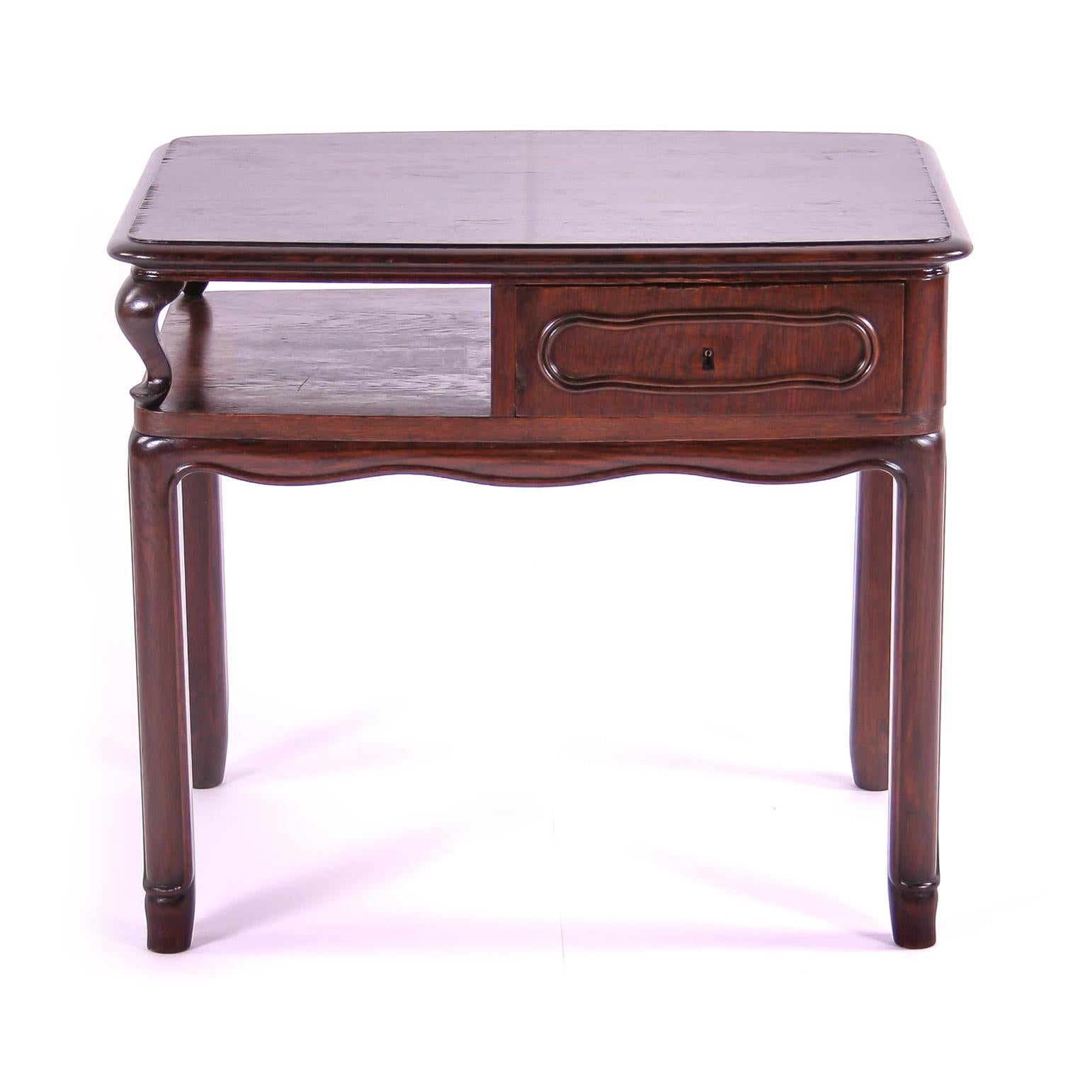 Other Czech Historism Design Table with Storage and Drawer For Sale