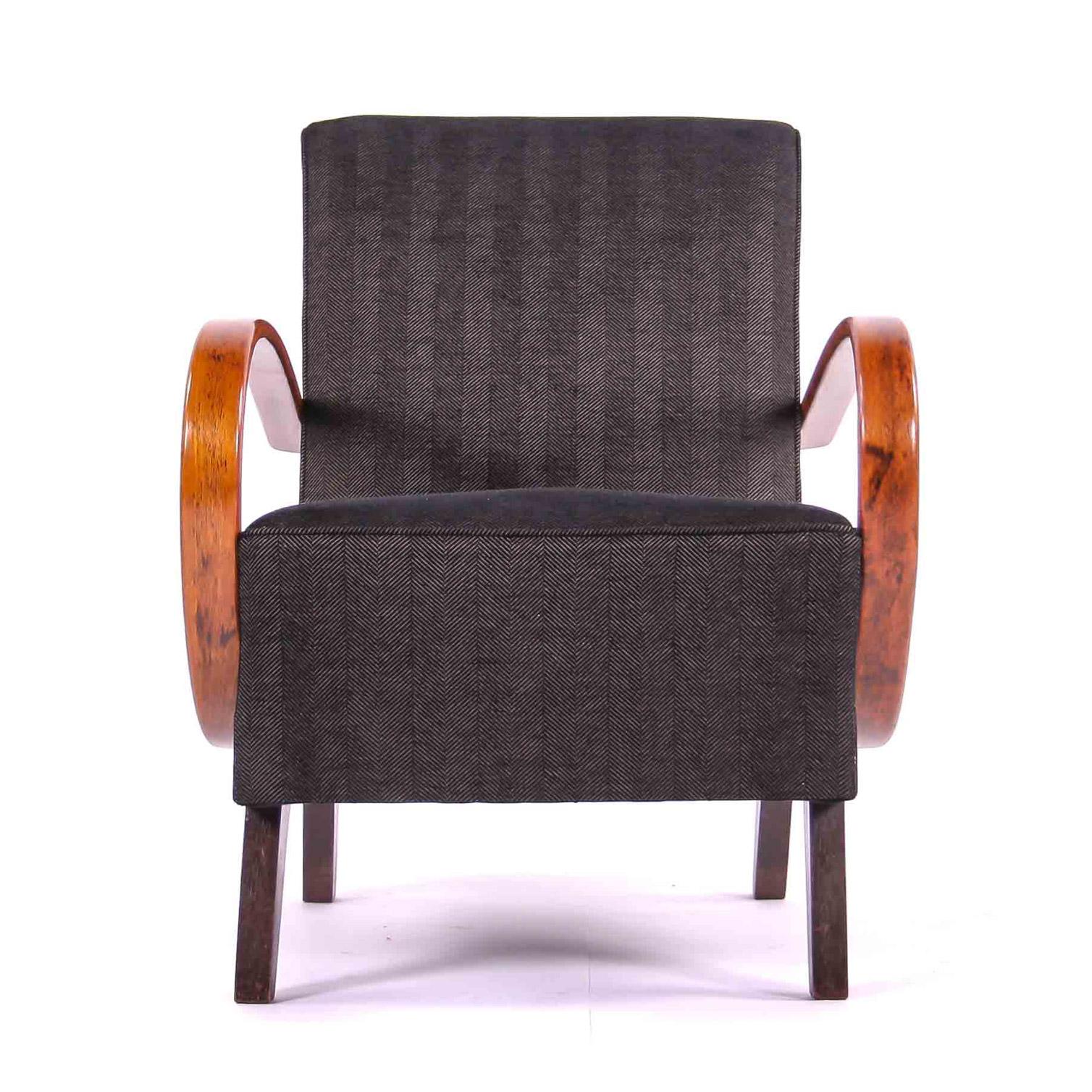 Other Czech Interwar Avantgard Design Black Armchairs by Jindrich Halabala 'Up Zavody' For Sale