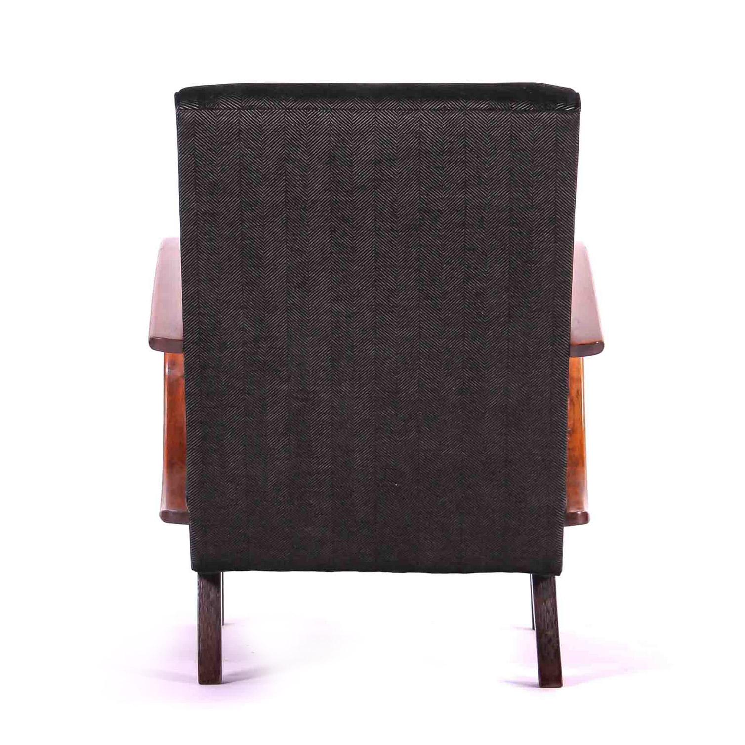 Upholstery Czech Interwar Avantgard Design Black Armchairs by Jindrich Halabala 'Up Zavody' For Sale