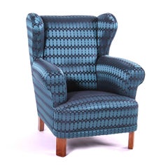 Czech Interwar Avantgard Design Green Wingback Armchair