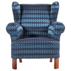 Czech Interwar Avantgard Design Green Wingback Armchair