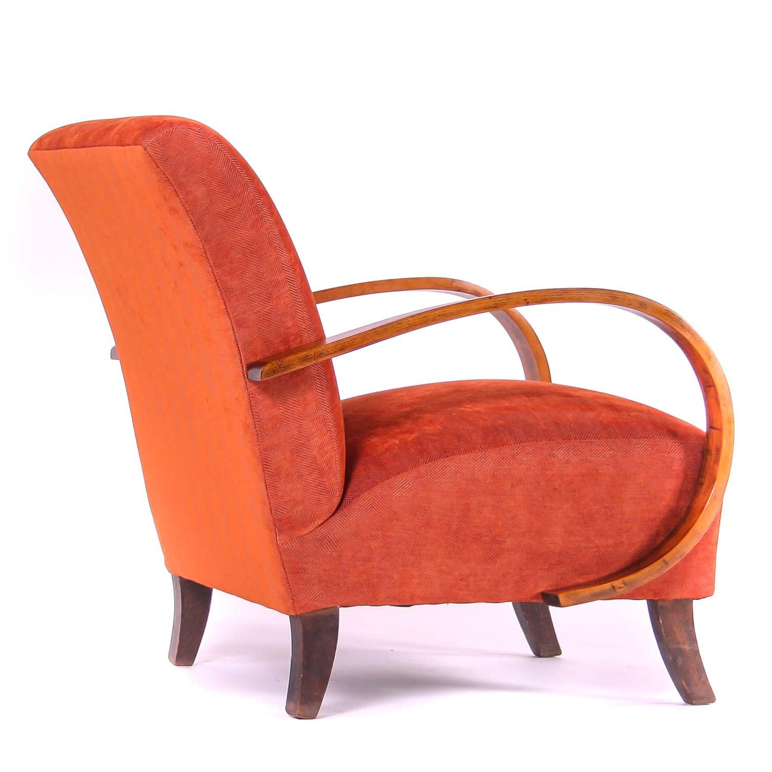 Mid-20th Century Czech Interwar Avant Garde Design Rusty Armchairs, Jindrich Halabala 'UP Zavody' For Sale