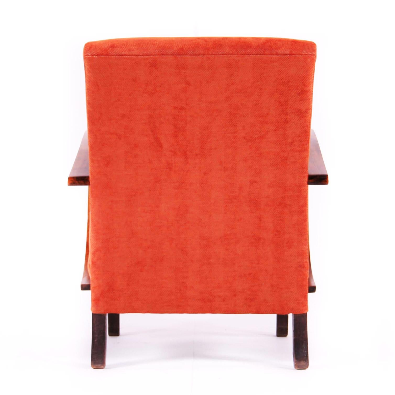 Upholstery Czech Interwar Avant Garde Design Rusty Armchairs, Jindrich Halabala 'UP Zavody' For Sale
