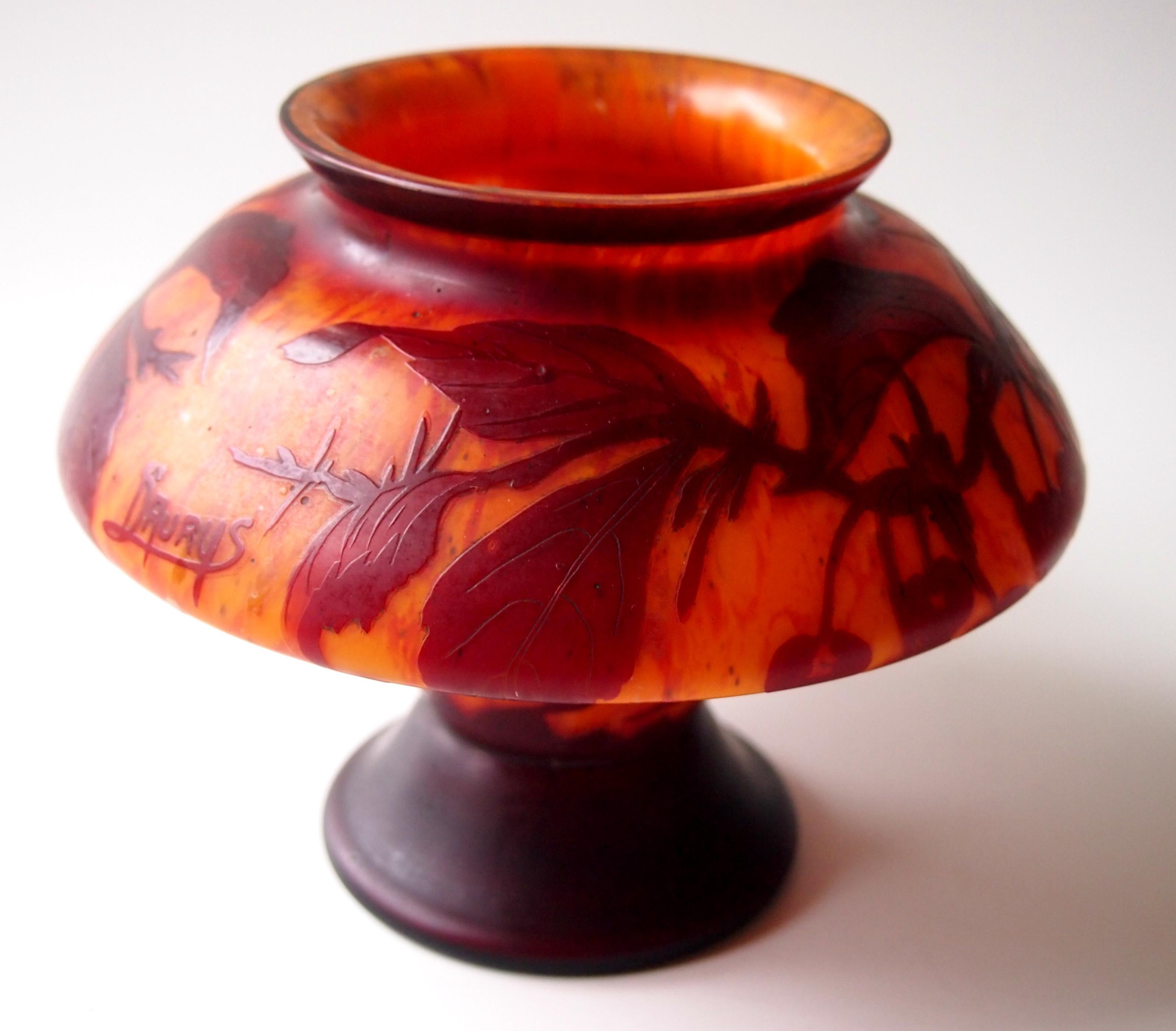 Early 20th Century Czech Kralik Art Deco D'Aurys Signed Cameo Glass Vase circa 1925 For Sale