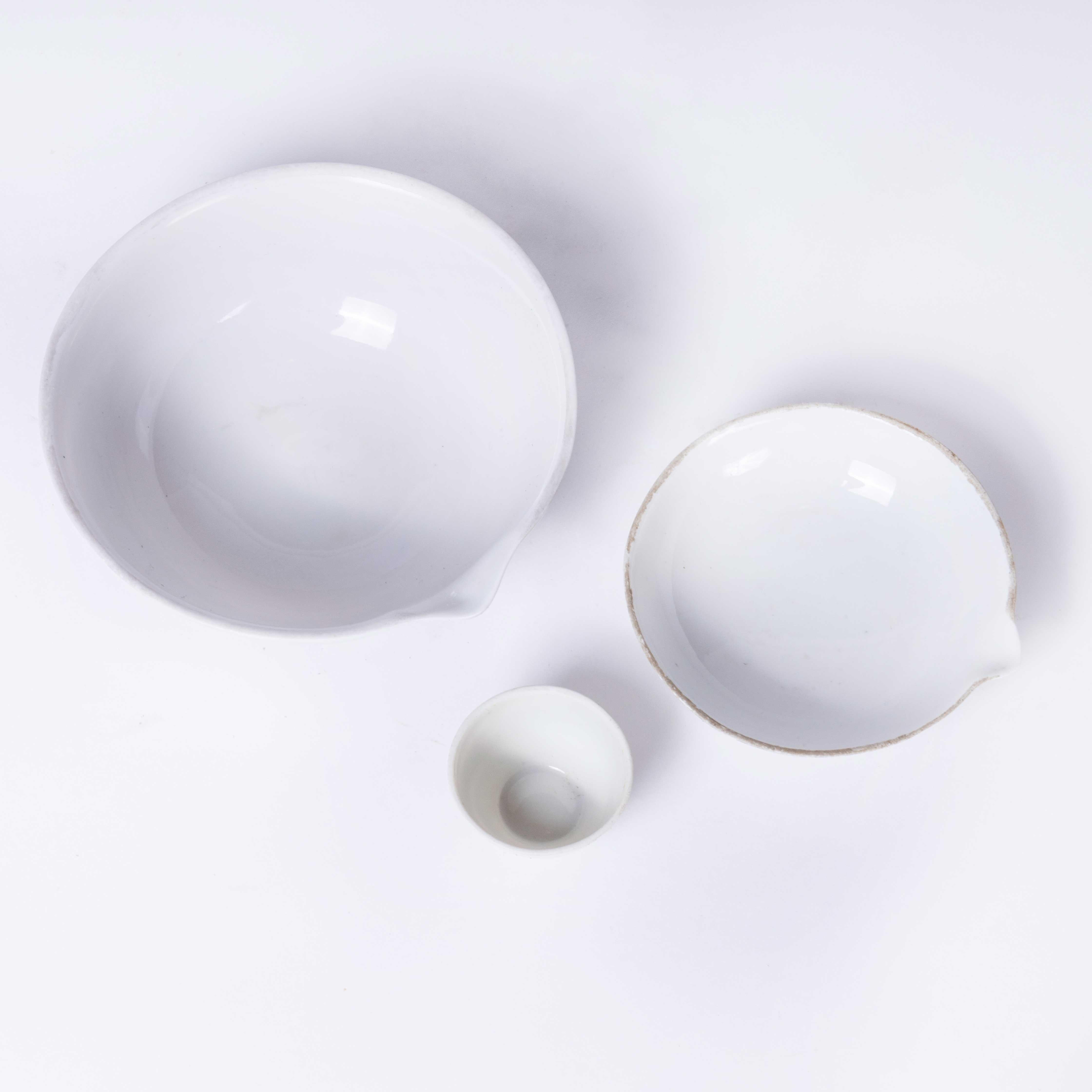 19th Century Czech Light Porcelain White Bowls, Set of Three For Sale
