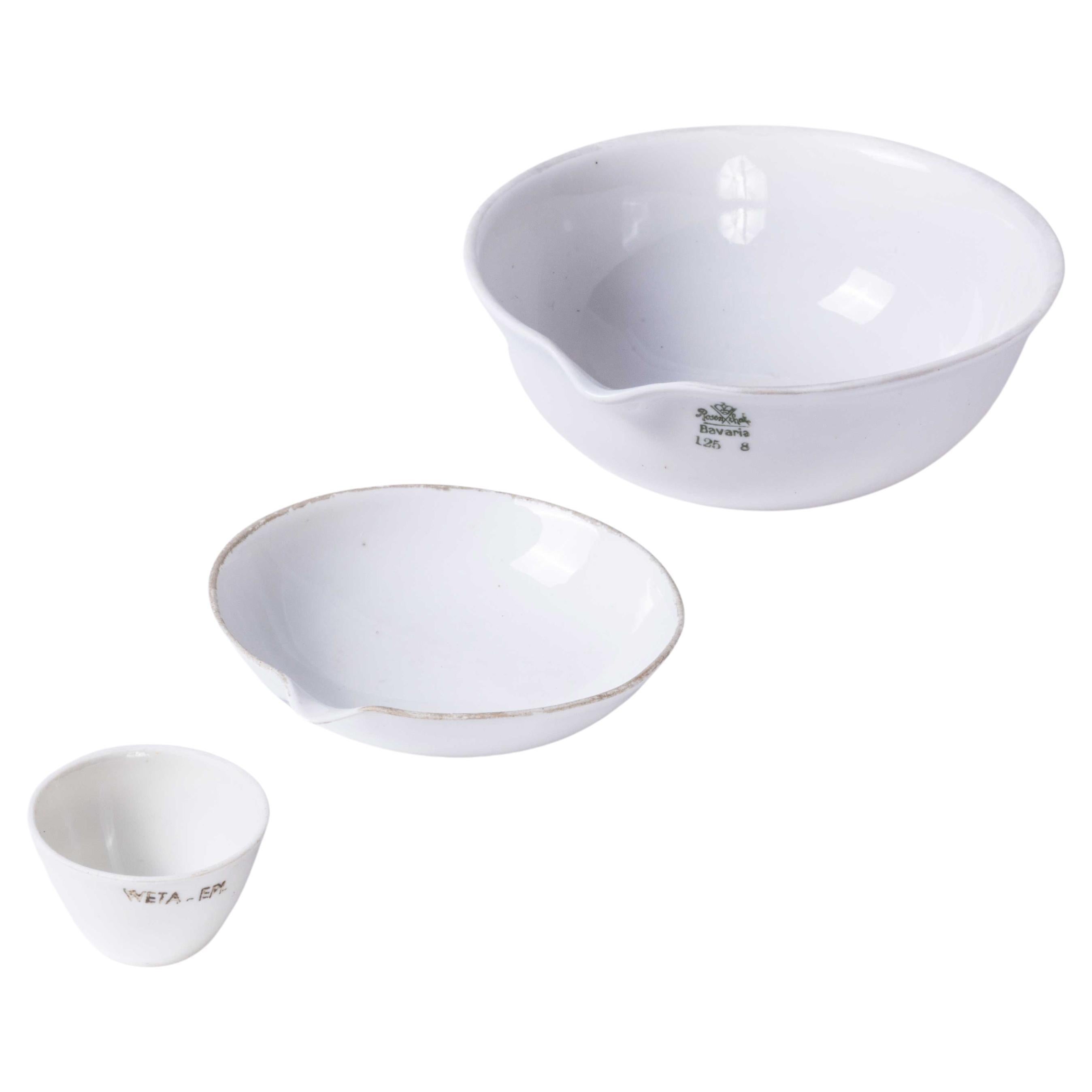 Czech Light Porcelain White Bowls, Set of Three For Sale