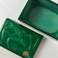 Czech Malachite Glass Trinket Box in the Style of Schlevogt, circa 1950