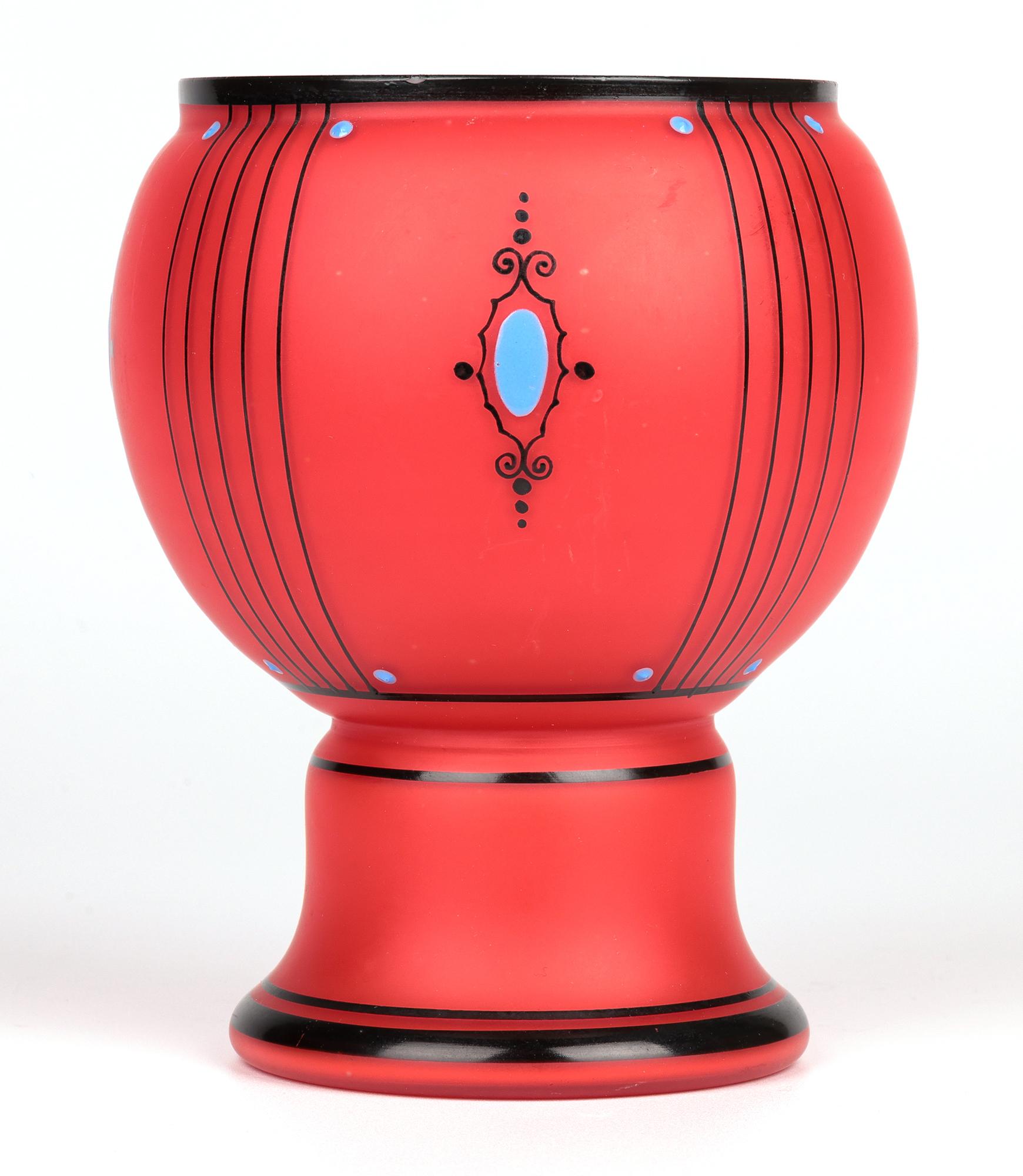 Czech Michael Powolny Style Jewelled Satin Glass Art Vase For Sale 7