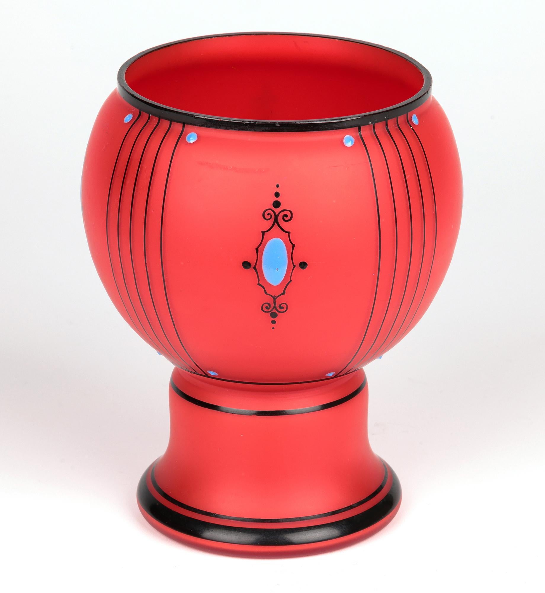 Czech Michael Powolny Style Jewelled Satin Glass Art Vase For Sale 9