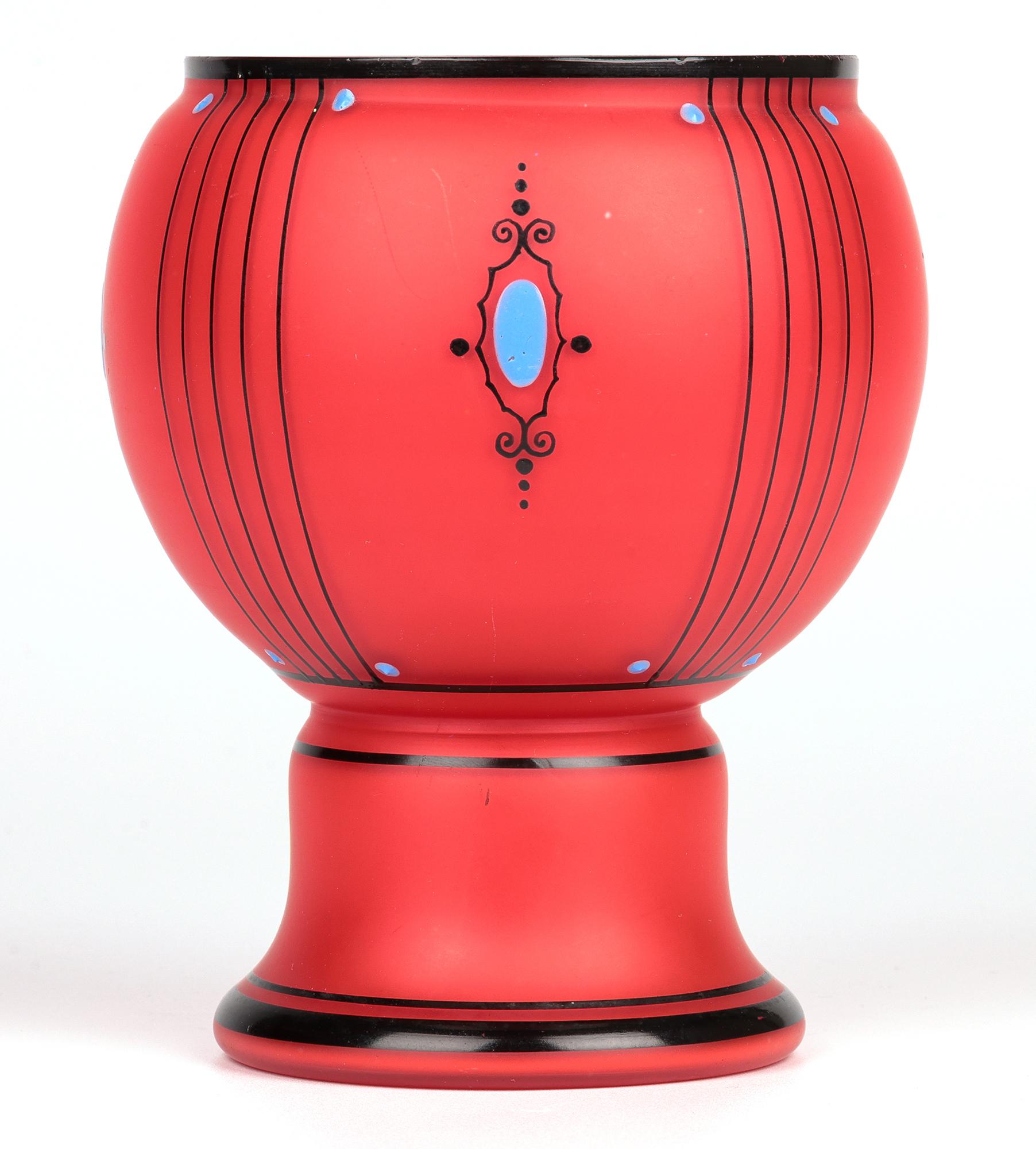 Czech Michael Powolny Style Jewelled Satin Glass Art Vase For Sale 11