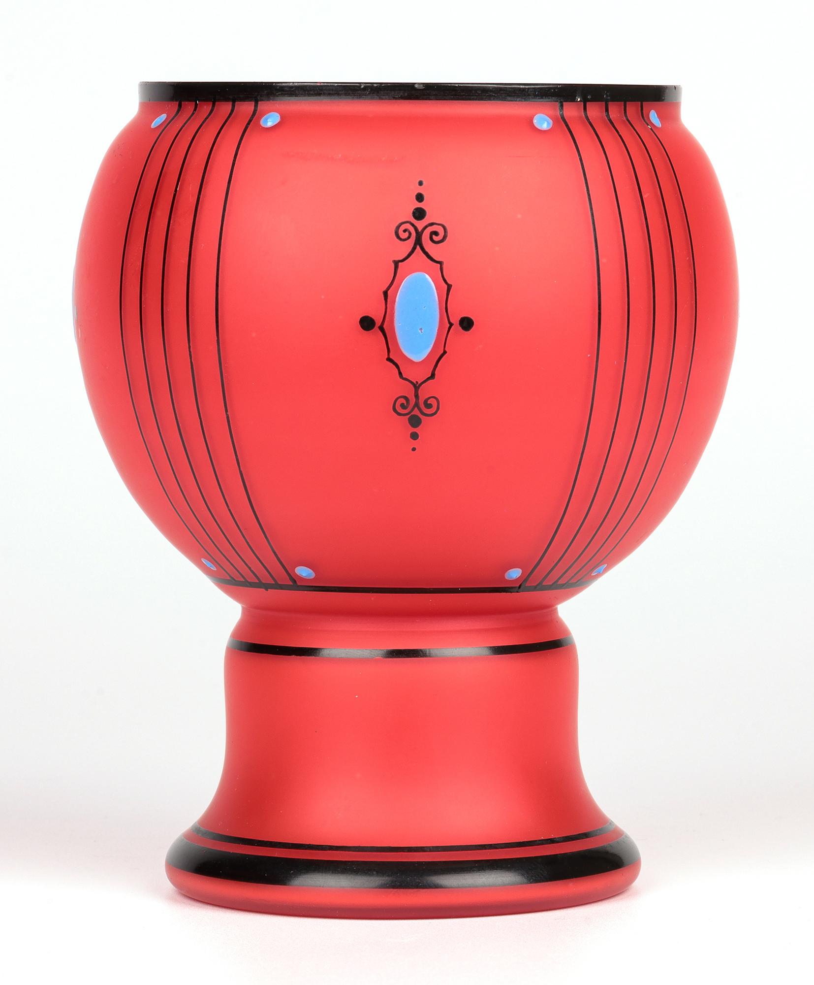 Early 20th Century Czech Michael Powolny Style Jewelled Satin Glass Art Vase For Sale