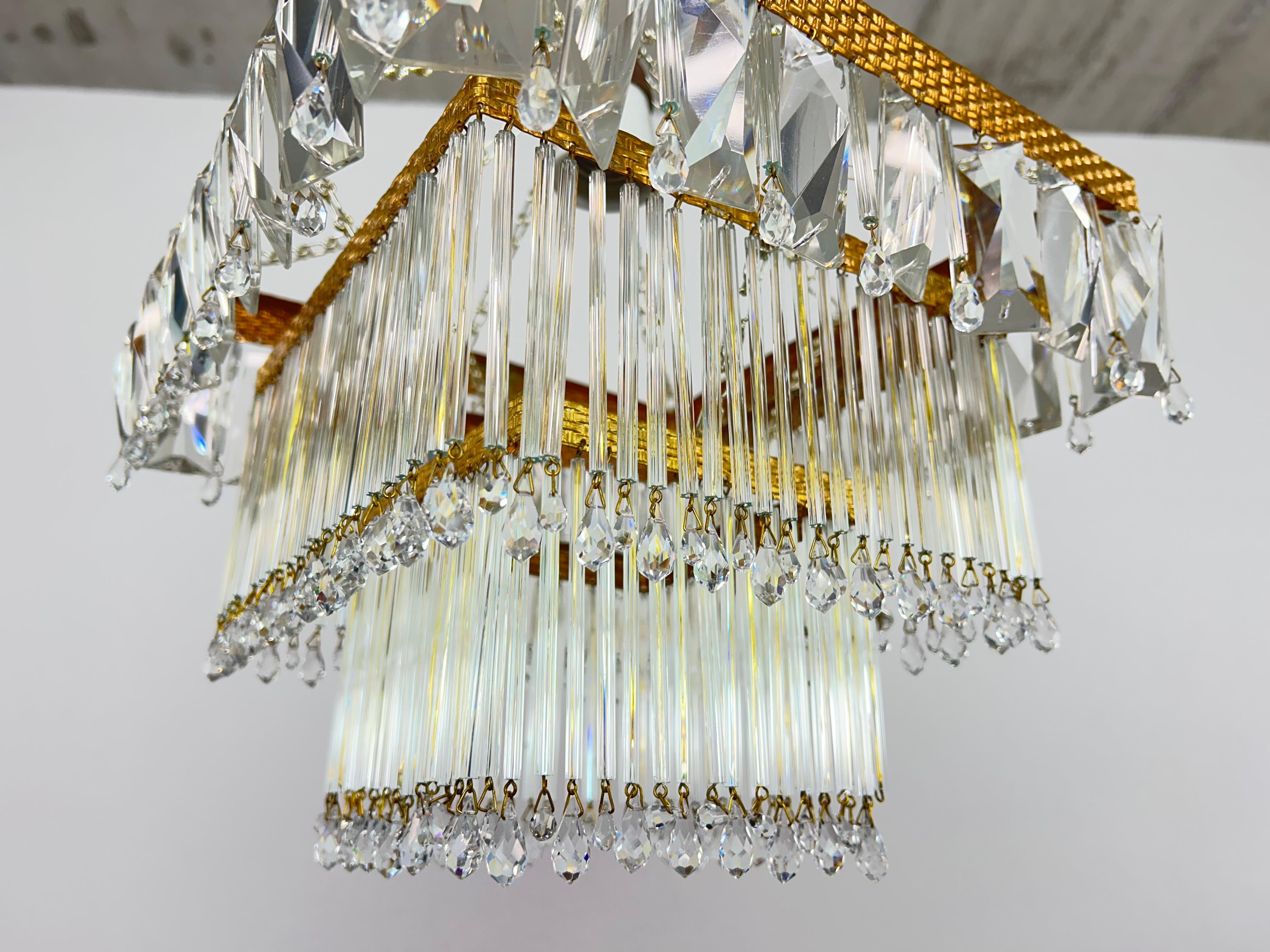 Mid-Century Modern Czech Mid Century Crystal Ceiling Lamp For Sale