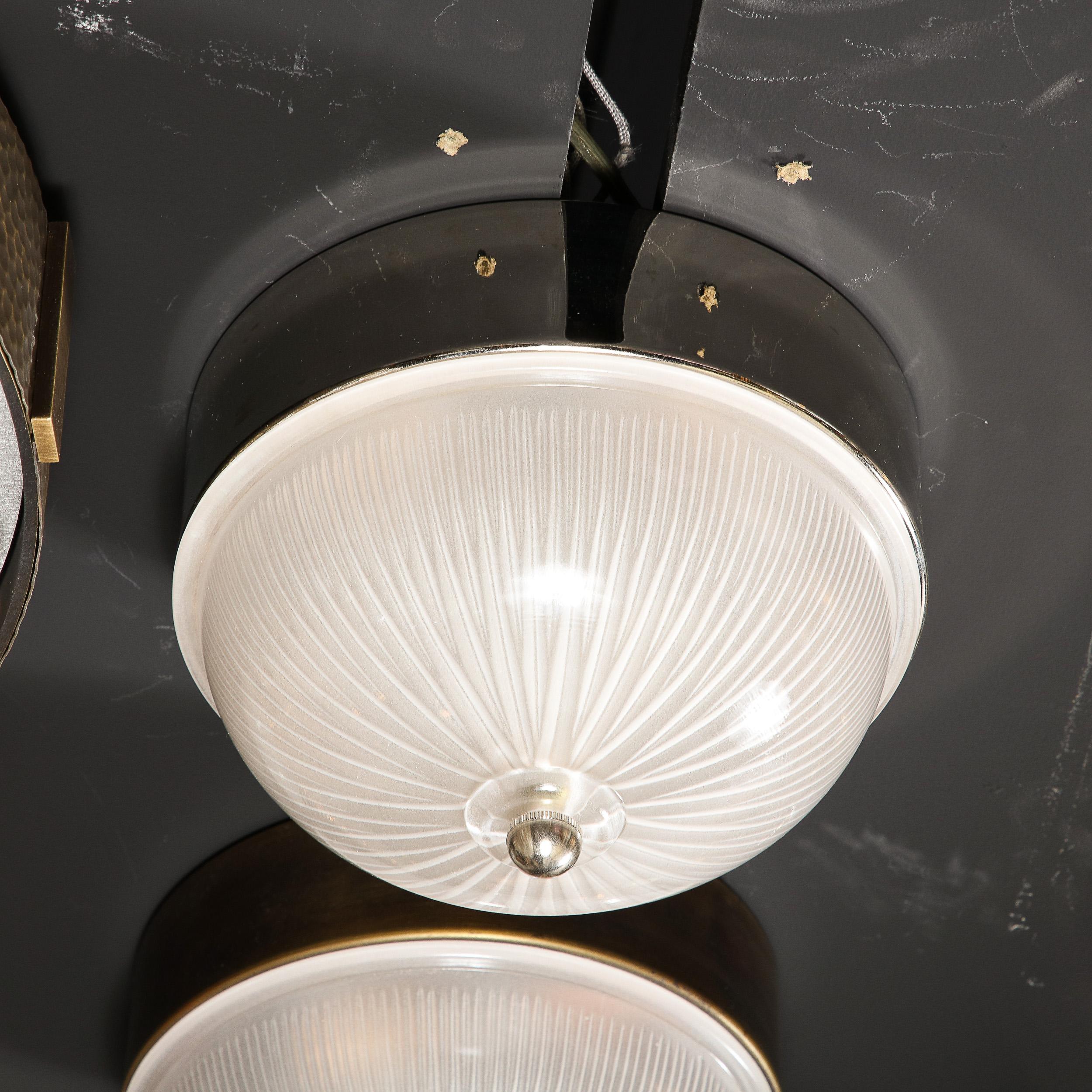 Milieu du XXe siècle Luminaire tchque Mid Century  suspension en verre Starburst et accessoires chroms en vente