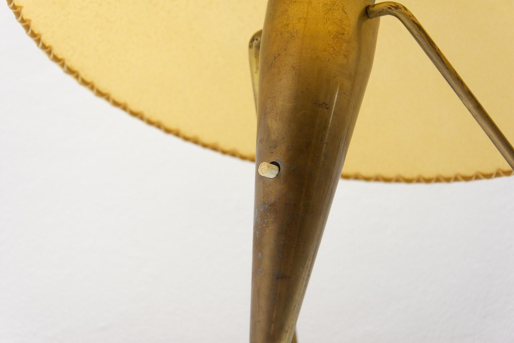 Brass  Czech mid century modern tripod desk lamp by Helena Frantova for Okolo, Czech.
