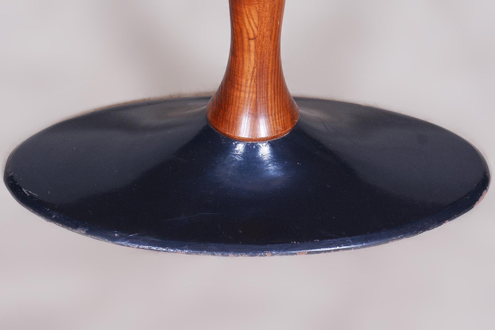 20th Century Czech Mid-Century Rosewood Oval Table with Cast Iron Base, 1950s For Sale