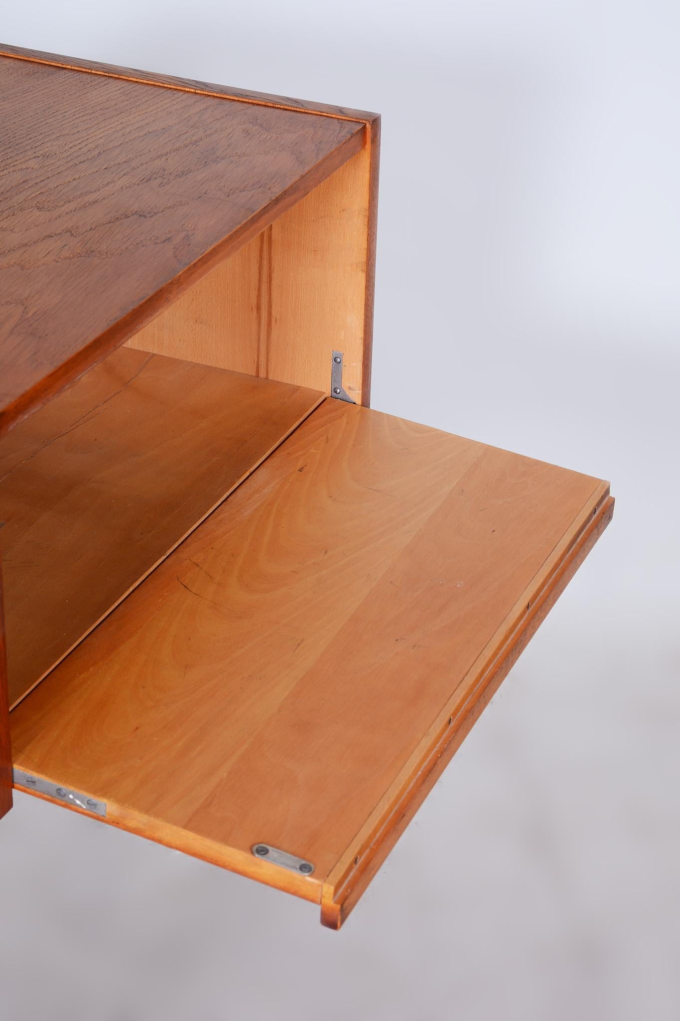 20th Century Czech Mid-Century Side Table, Cabinet Made Out of Oak, 1950s, Refreshed Polish For Sale