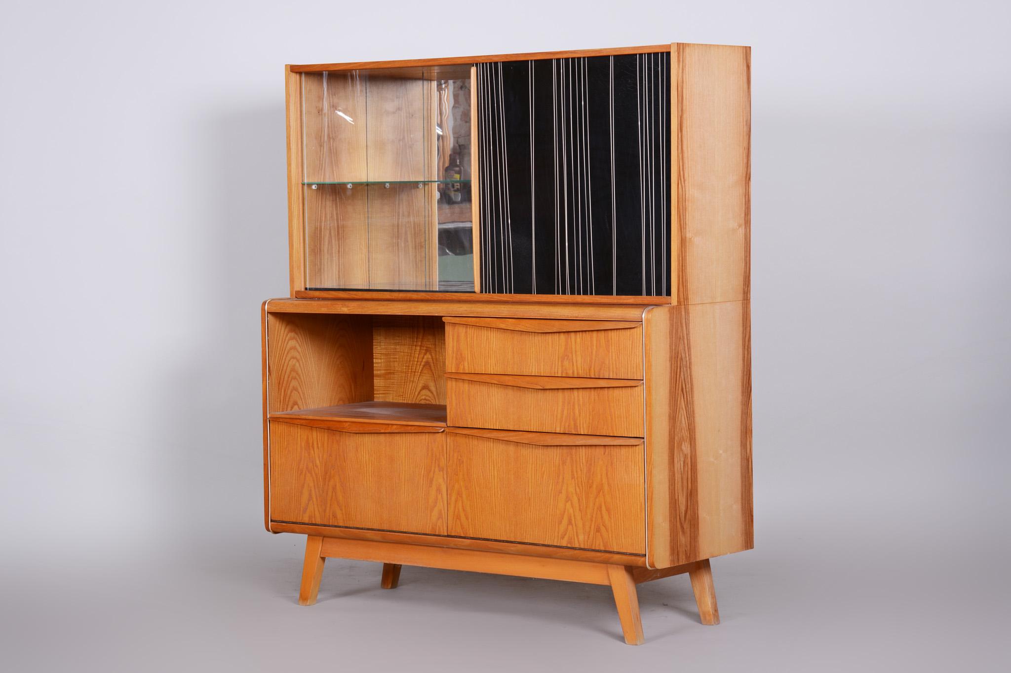 Czech Mid-Century Sideboard, 1950s, Well Preserved, Ash. JITONA Soběslav In Good Condition For Sale In Horomerice, CZ