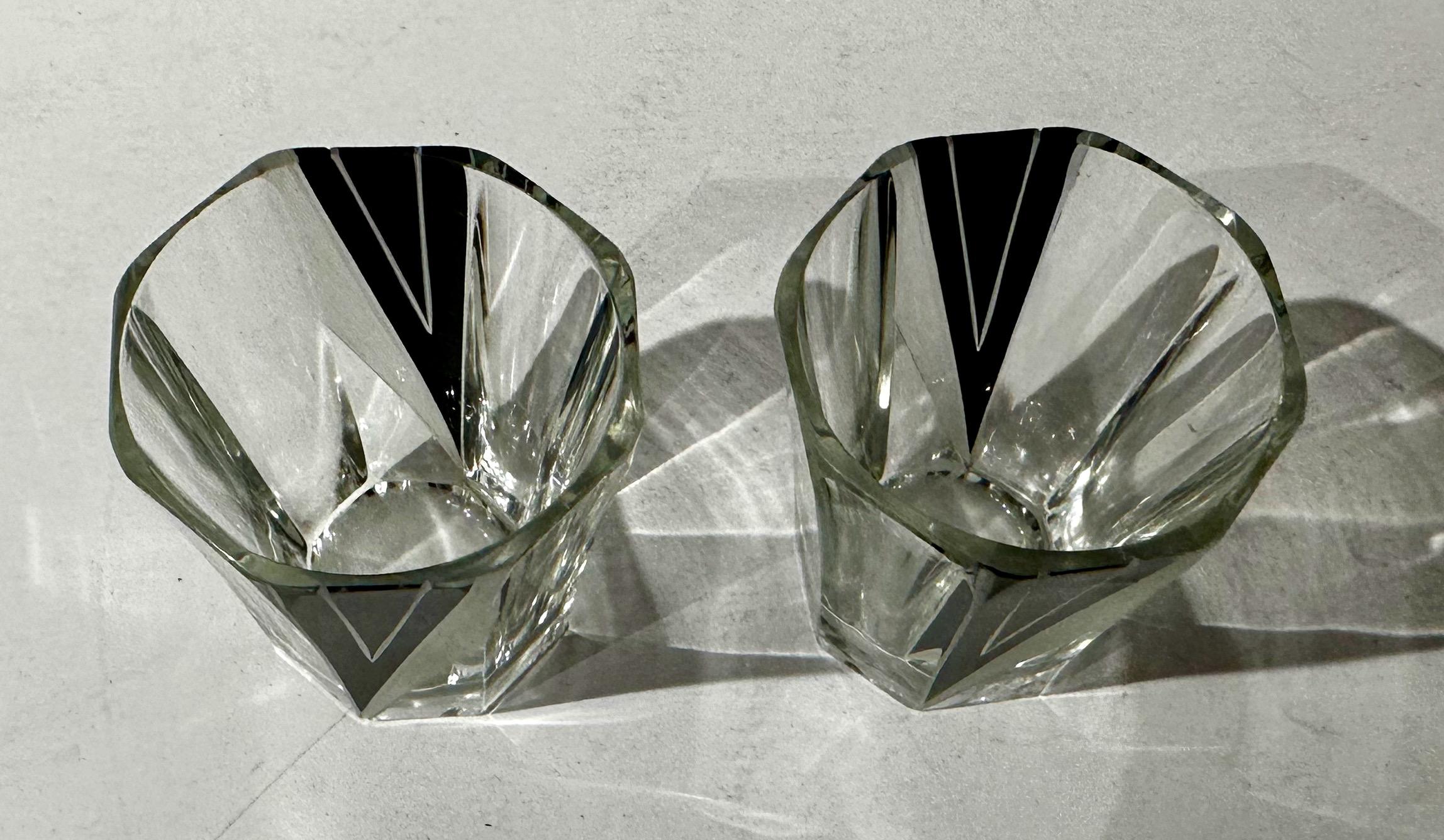Czech Modernist Decanter Set Art Deco Six Glasses 5
