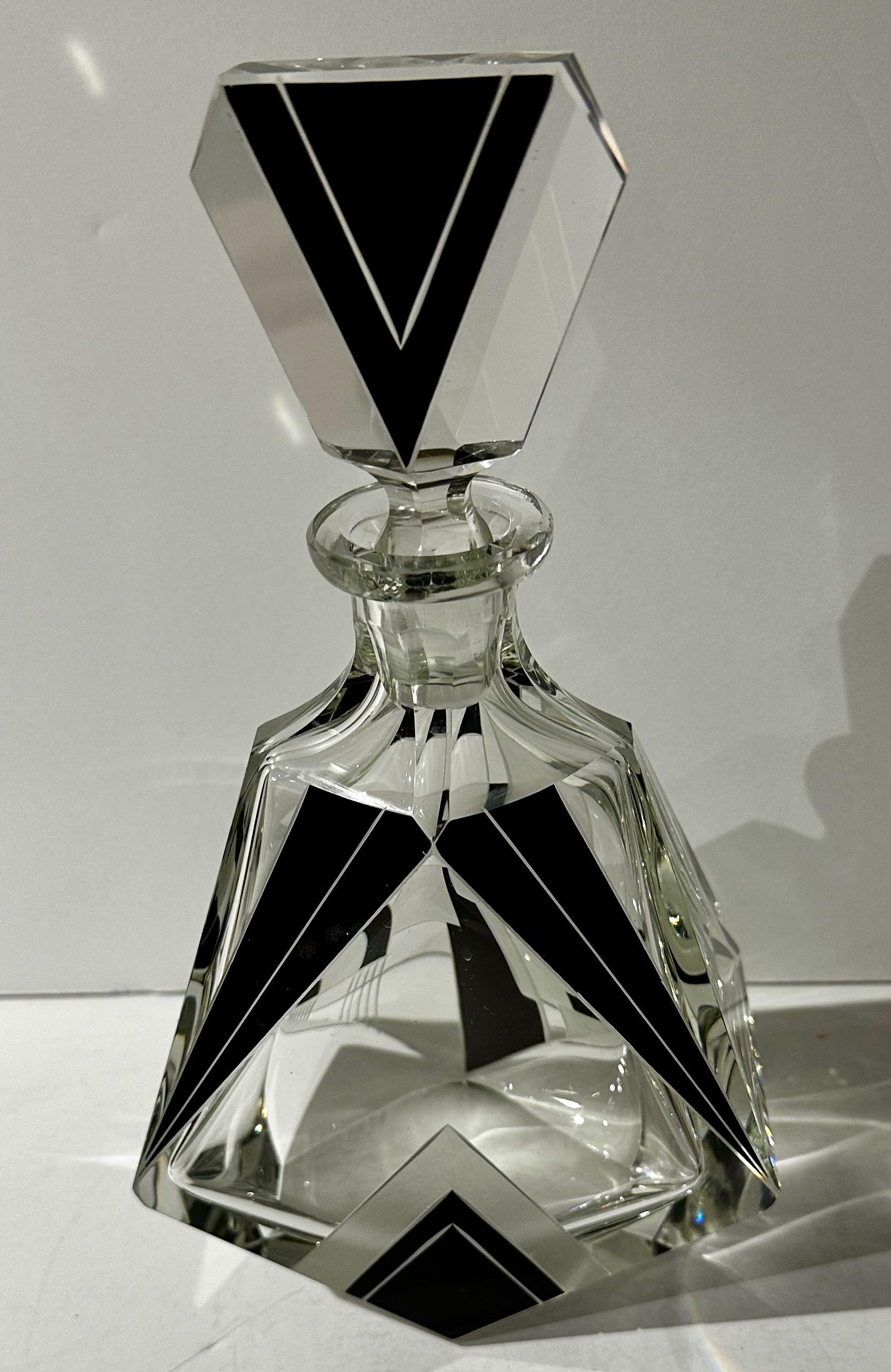 Czech Modernist Decanter Set Art Deco Six Glasses 1