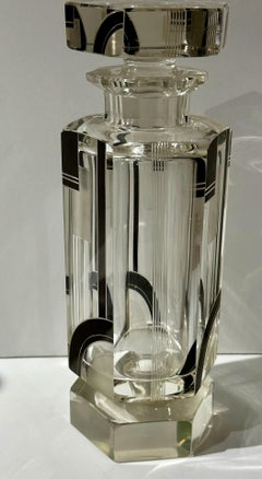 Czech Modernist Two Decanter Set Art Deco Eight Glasses