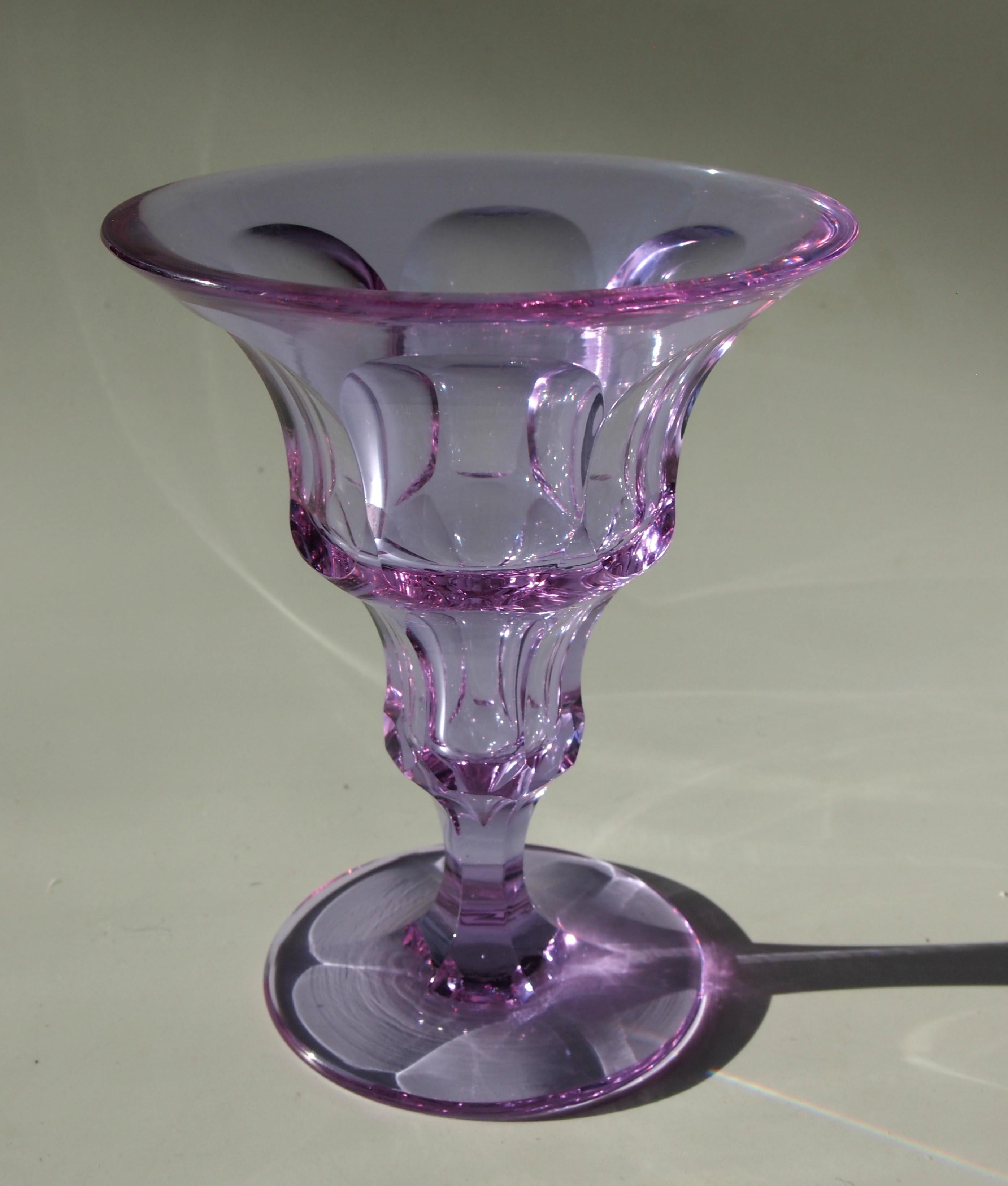 Czech Moser Art Deco Flare Top Color Change Alexandrit Glass Vase, H. Hussmann In Good Condition In London, GB