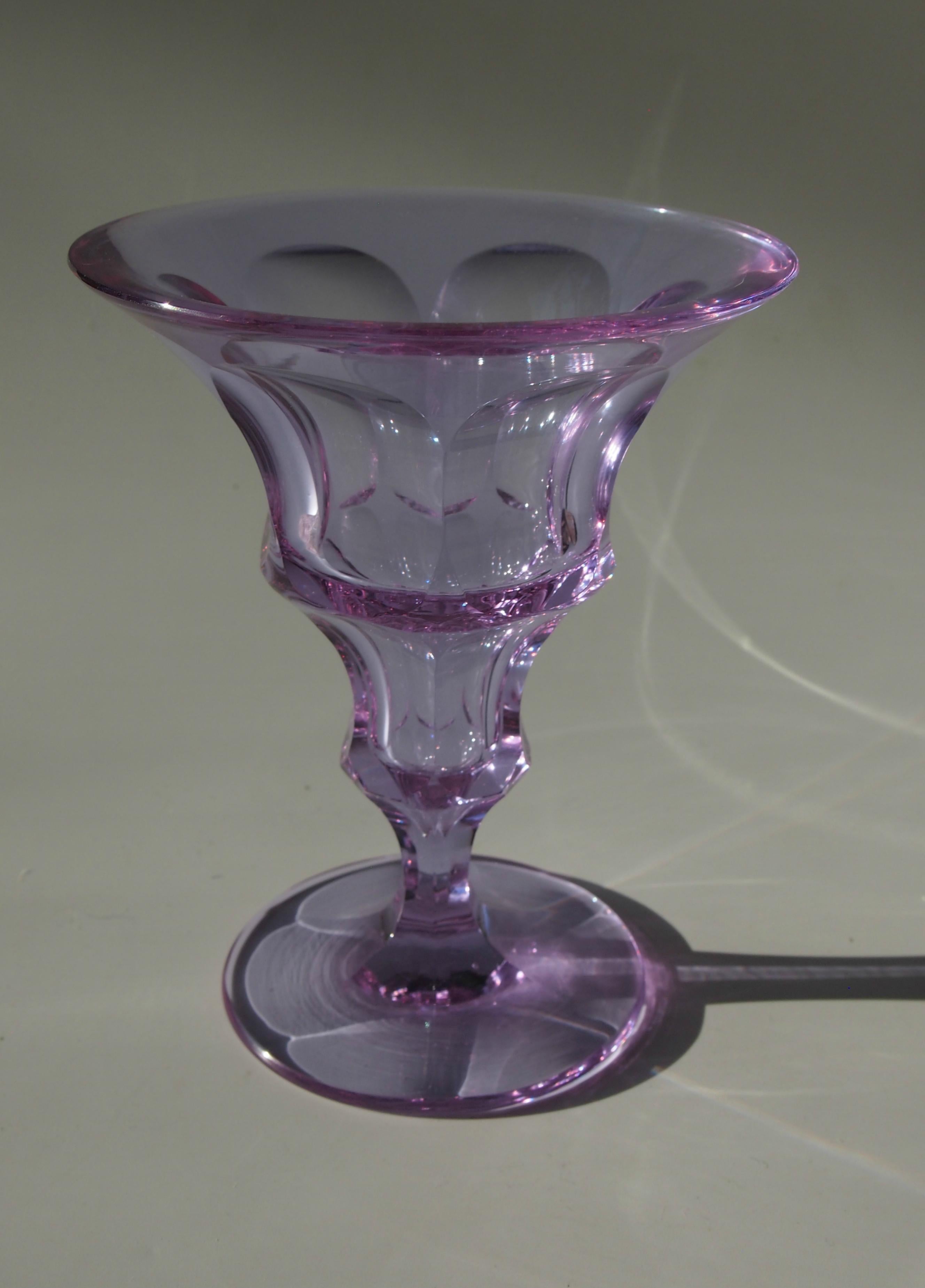 Early 20th Century Czech Moser Art Deco Flare Top Color Change Alexandrit Glass Vase, H. Hussmann