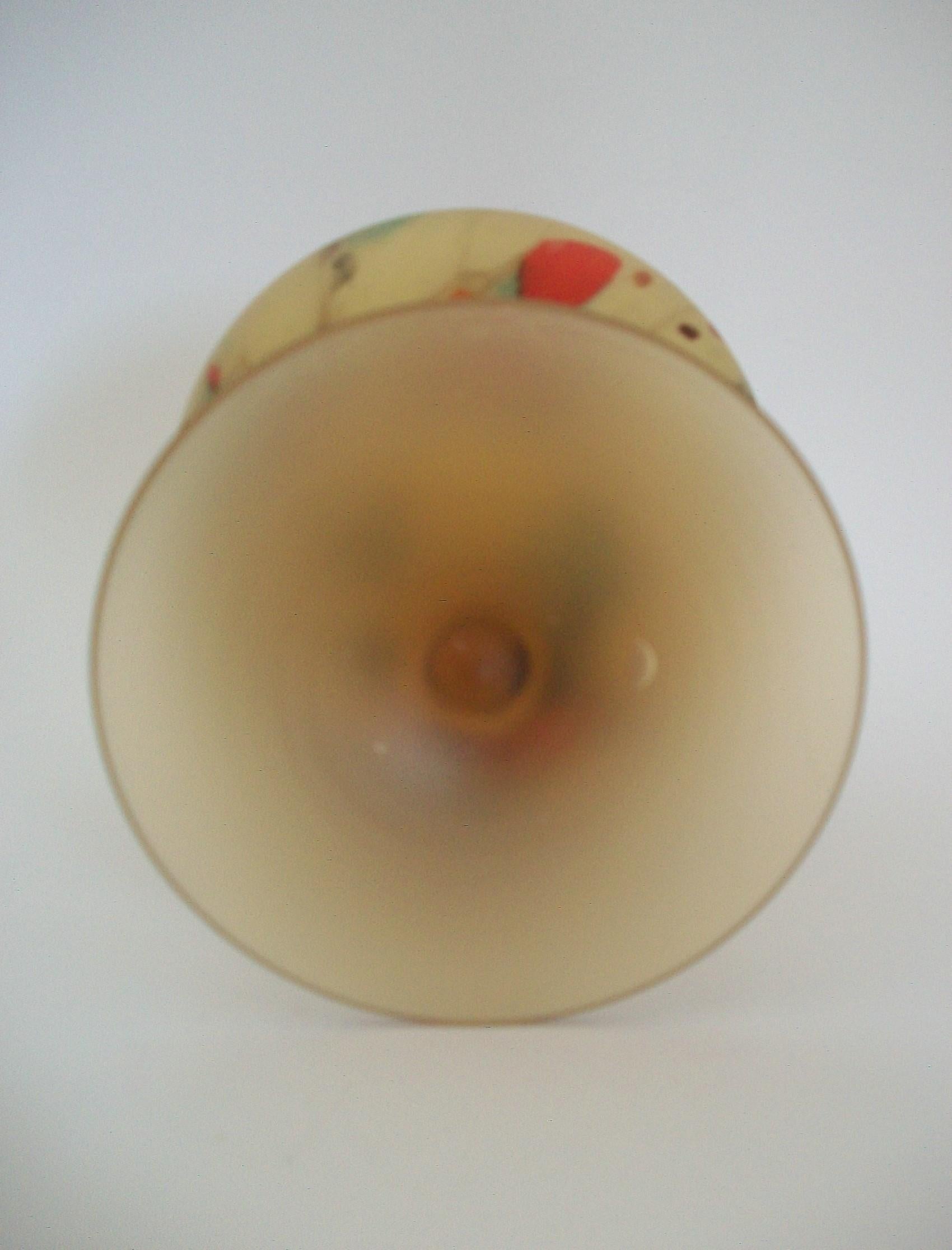 Czech Multicolor Cased Satin Glass Footed Vase or Jar - Mid 20th Century For Sale 1