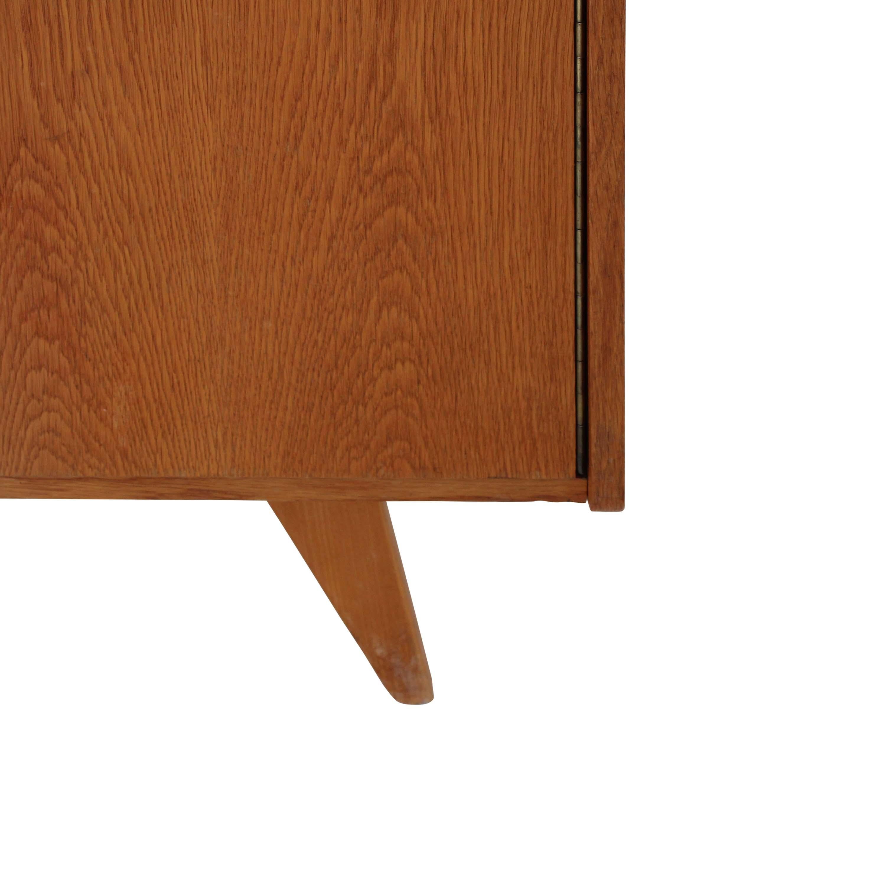 Czech Oak Sideboard with Right-Side Lacquered Drawers, Czechoslovakia, 1960s For Sale 8
