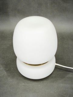 Czech Opaline Glass and Brass Table Lamp, 1970s