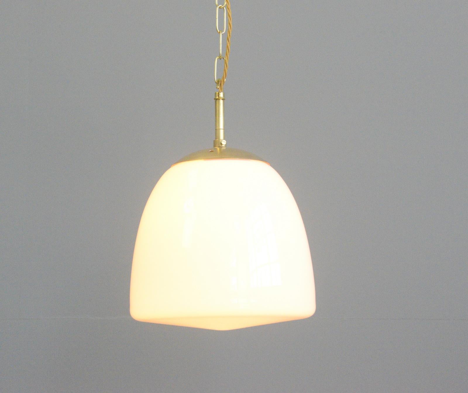 Opaline Glass Czech Opaline Pendant Lights, Circa 1940s For Sale