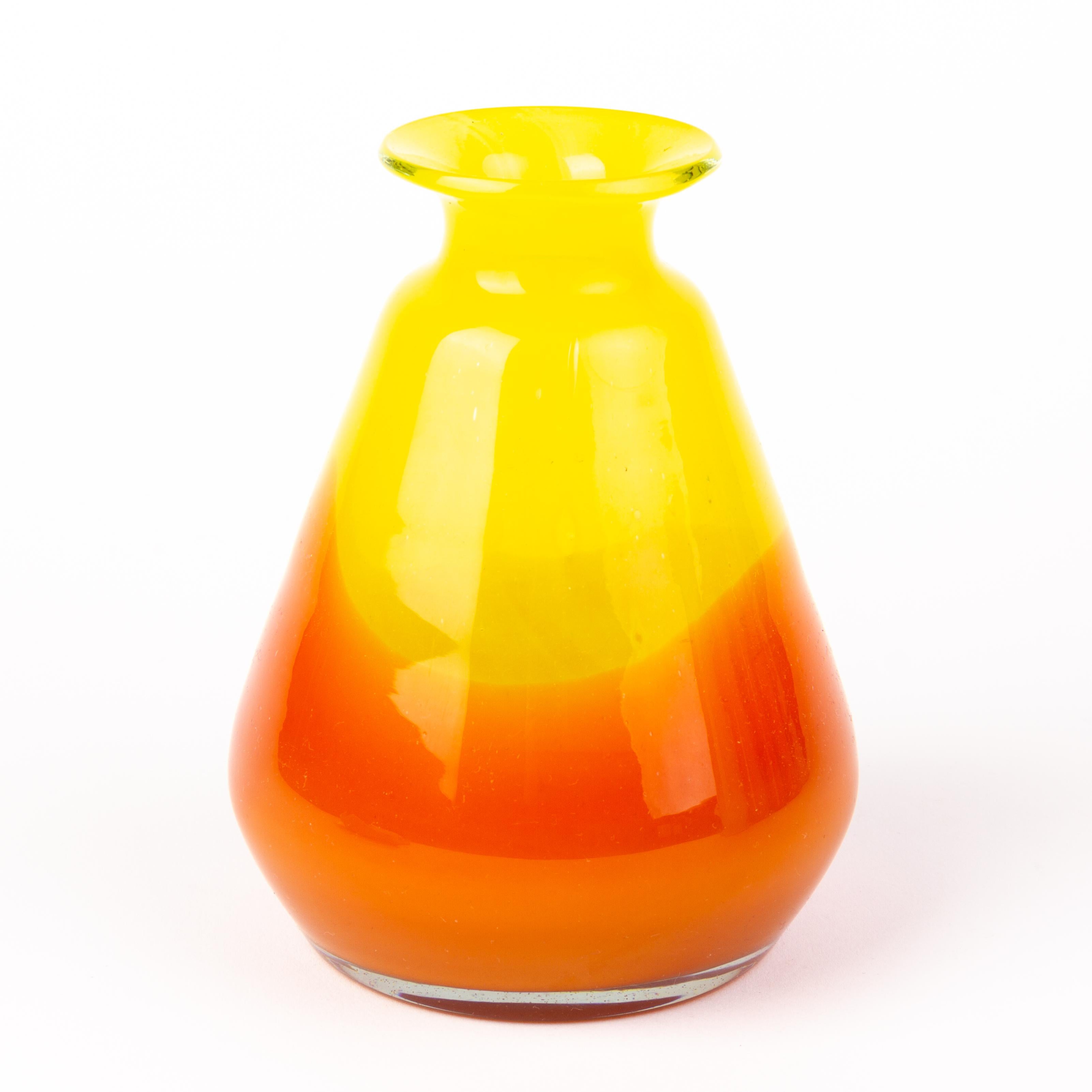 Czech Orange and Yellow Tango Glass Vase  In Good Condition For Sale In Nottingham, GB