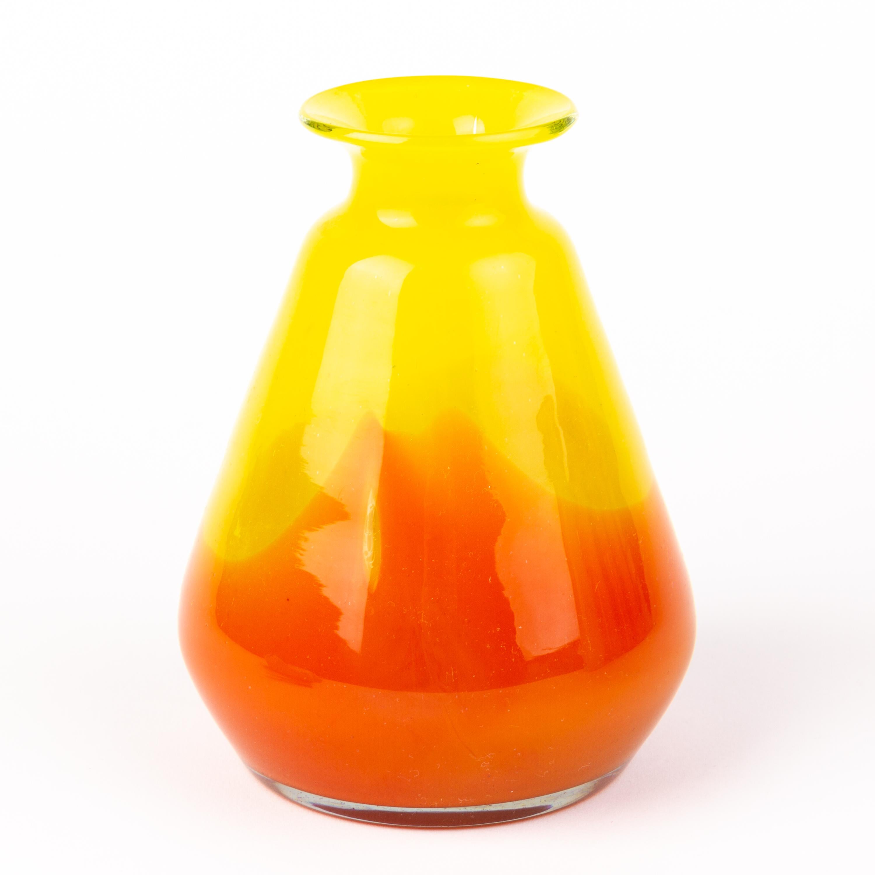 20th Century Czech Orange and Yellow Tango Glass Vase  For Sale