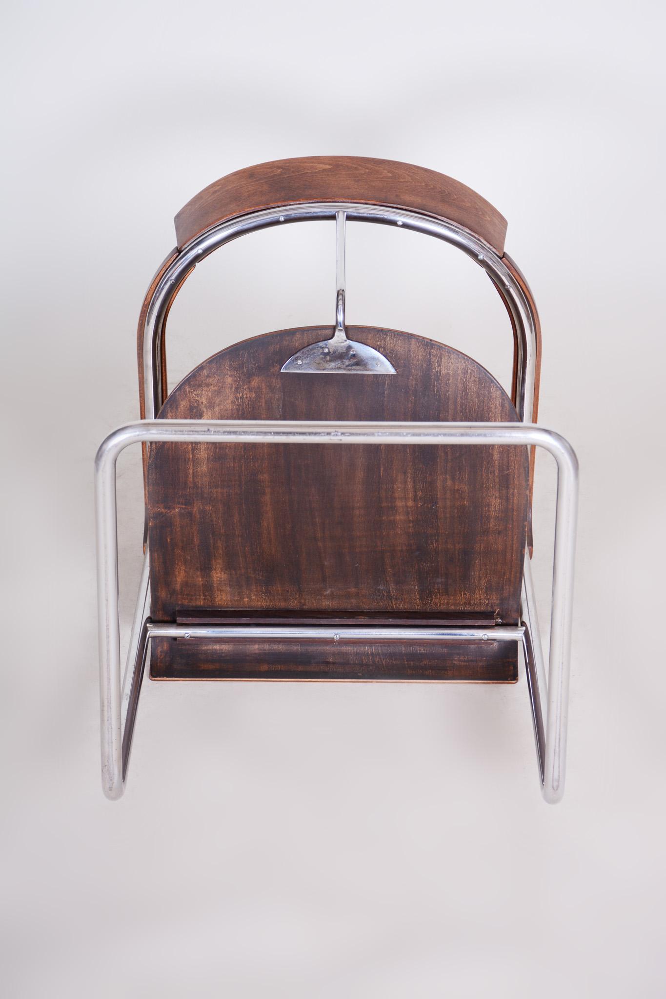 Czech Original Walnut Art Deco Chair Designed by Jindrich Halabala, 1930-1939 8