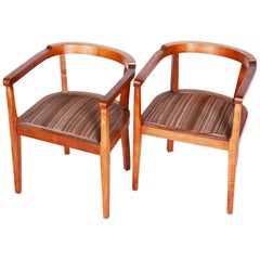 Czech Pair of Walnut Art Deco Armchairs, Original Good Condition, 1920s